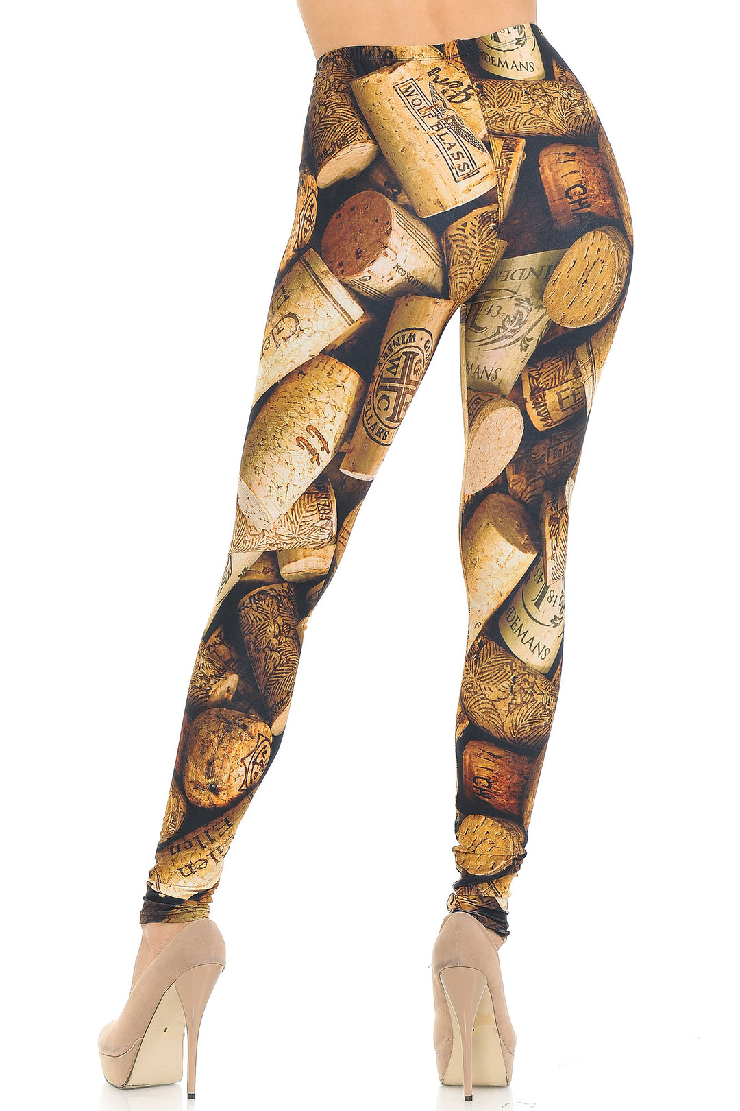 Creamy Soft Premium Women's Leggings Wine Cork Regular Size, High Rise, Stretchy & Comfortable Fit - by USA Fashion