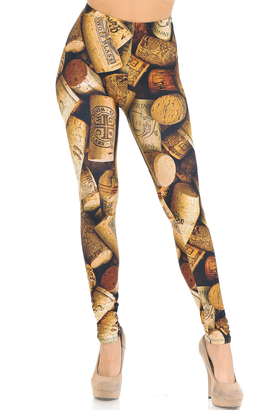 Creamy Soft Premium Women's Leggings Wine Cork Regular Size, High Rise, Stretchy & Comfortable Fit - by USA Fashion