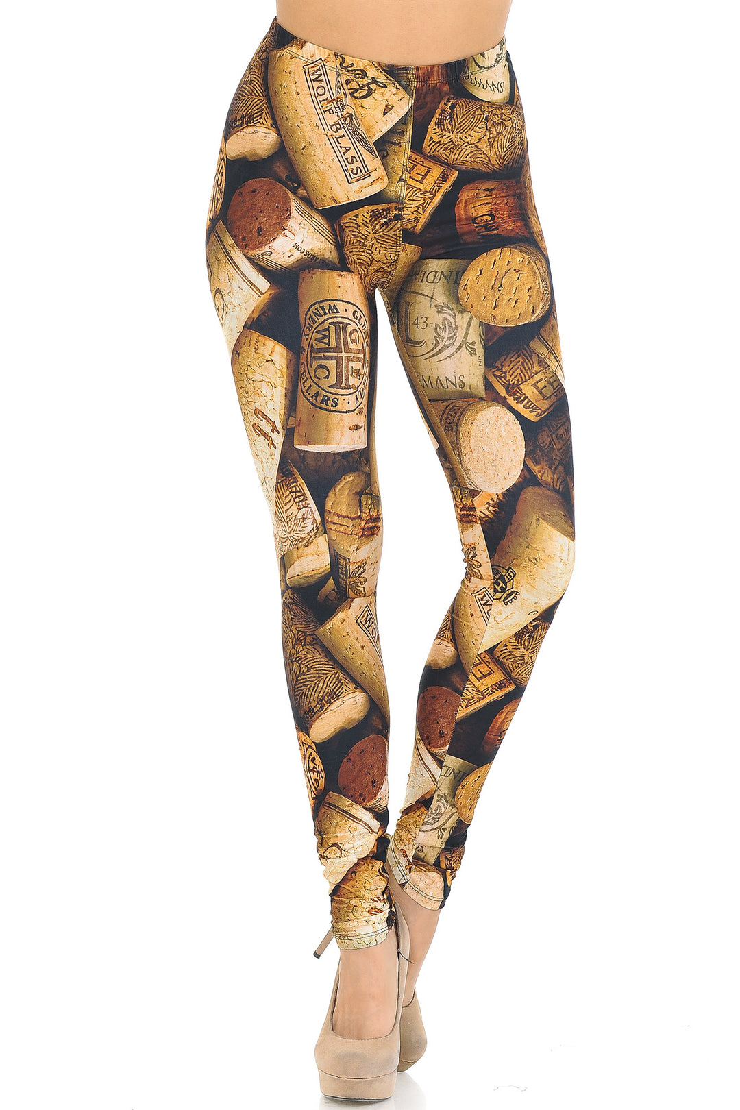 Creamy Soft Premium Women's Leggings Wine Cork Regular Size, High Rise, Stretchy & Comfortable Fit - by USA Fashion