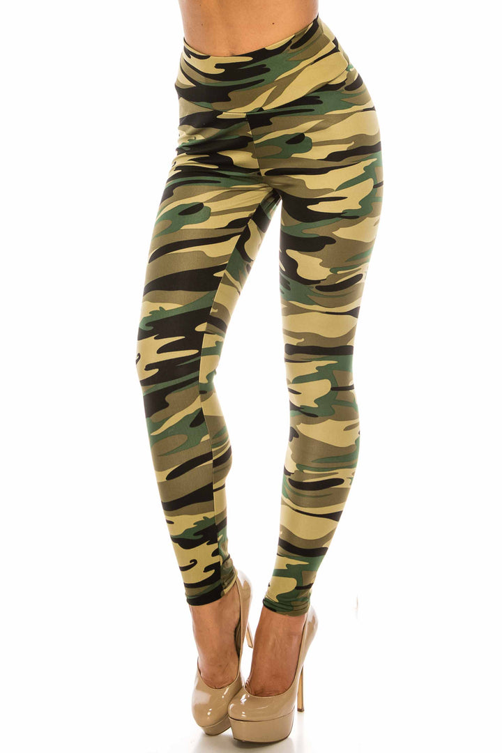 Green Camouflage Scrunch Butt Sport Leggings