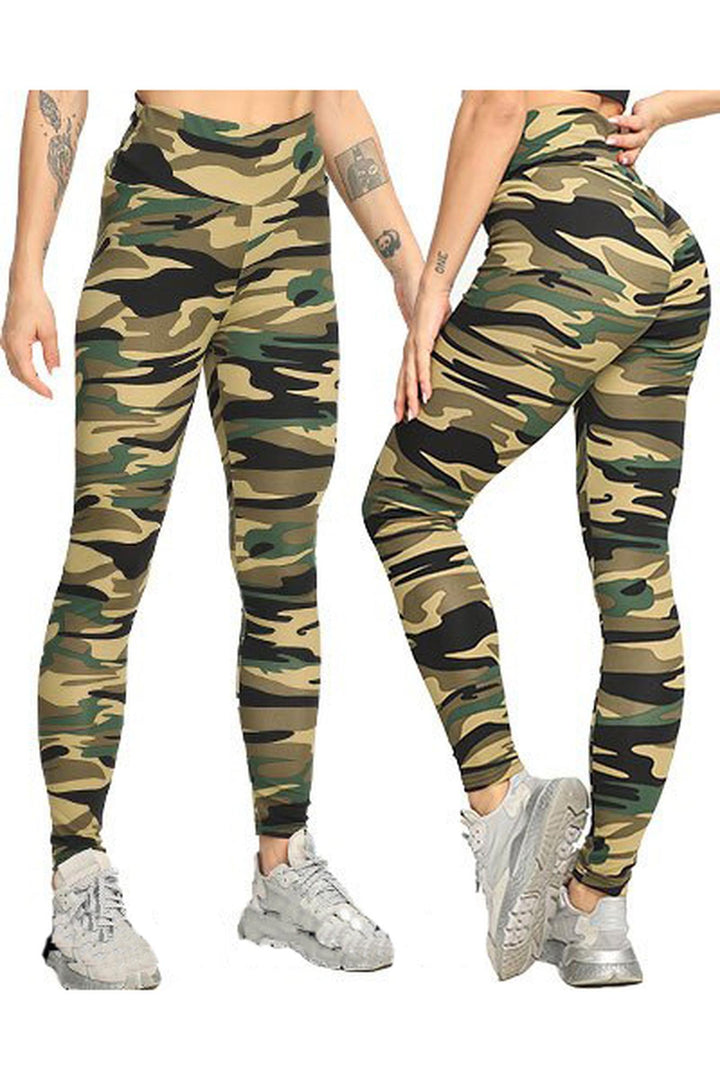 Green Camouflage Scrunch Butt Sport Leggings