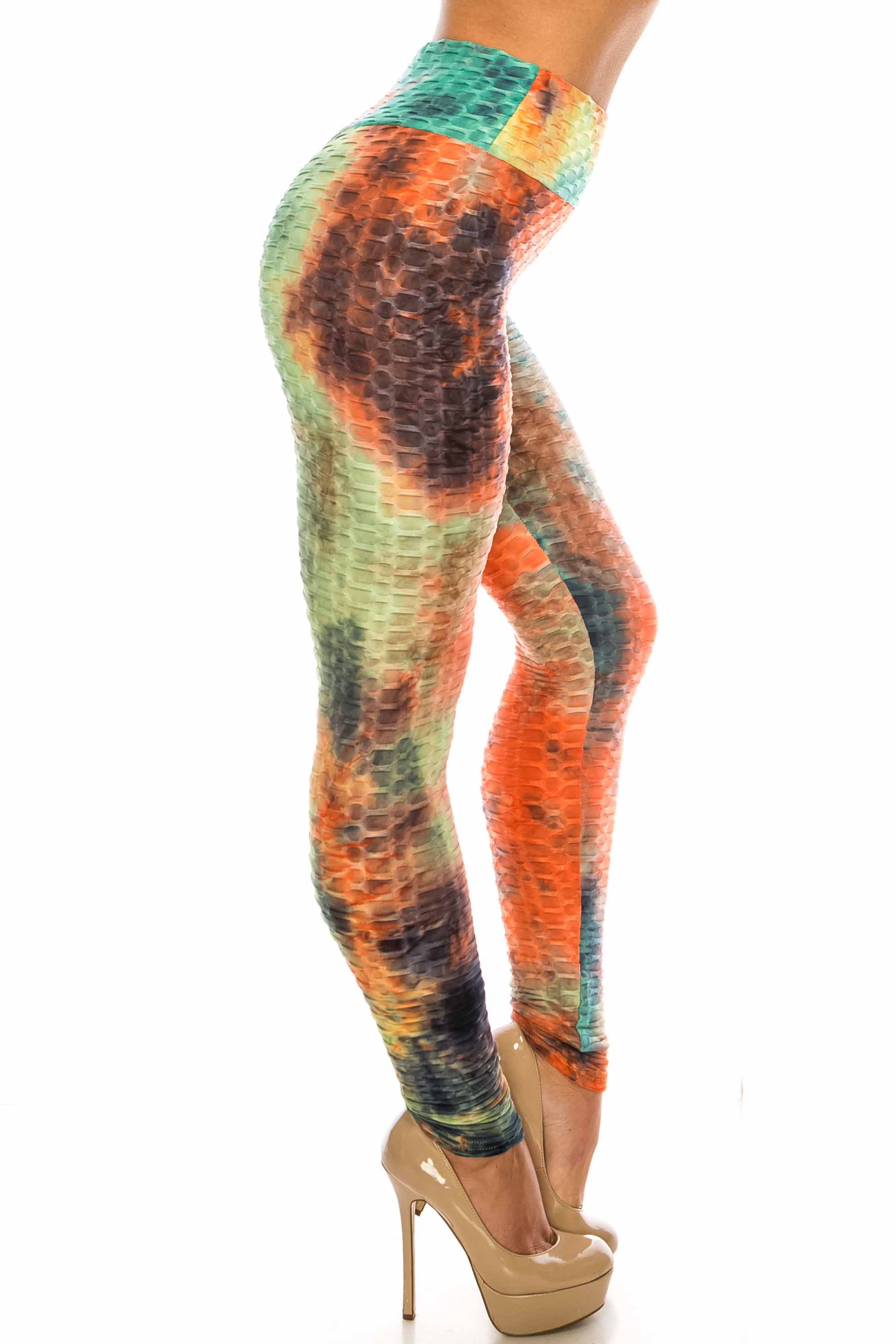 Multi Color Bold Tie Dye Scrunch Butt Sport Leggings