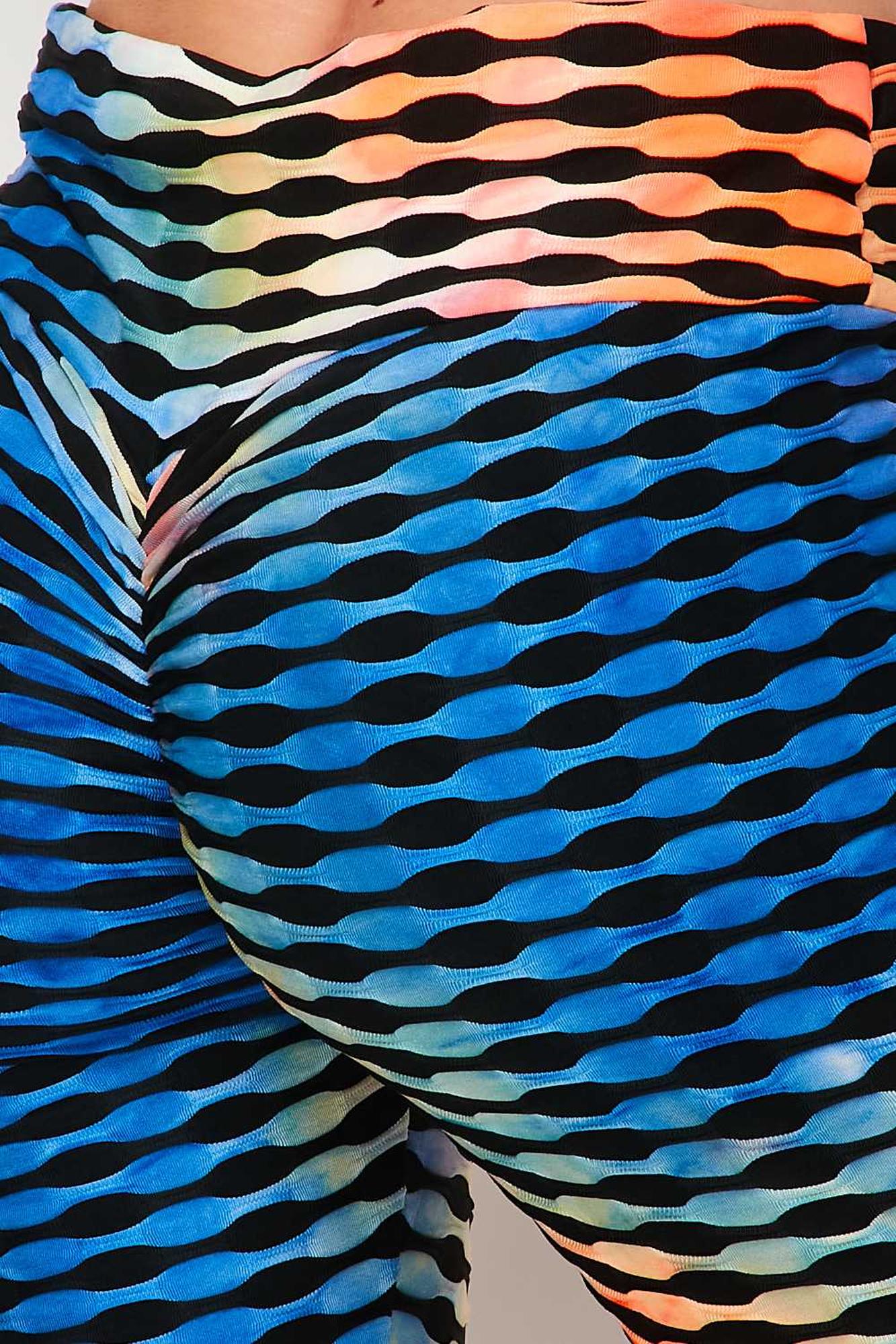Orange and Blue Brazilian Figure Flatter Scrunch Butt Leggings