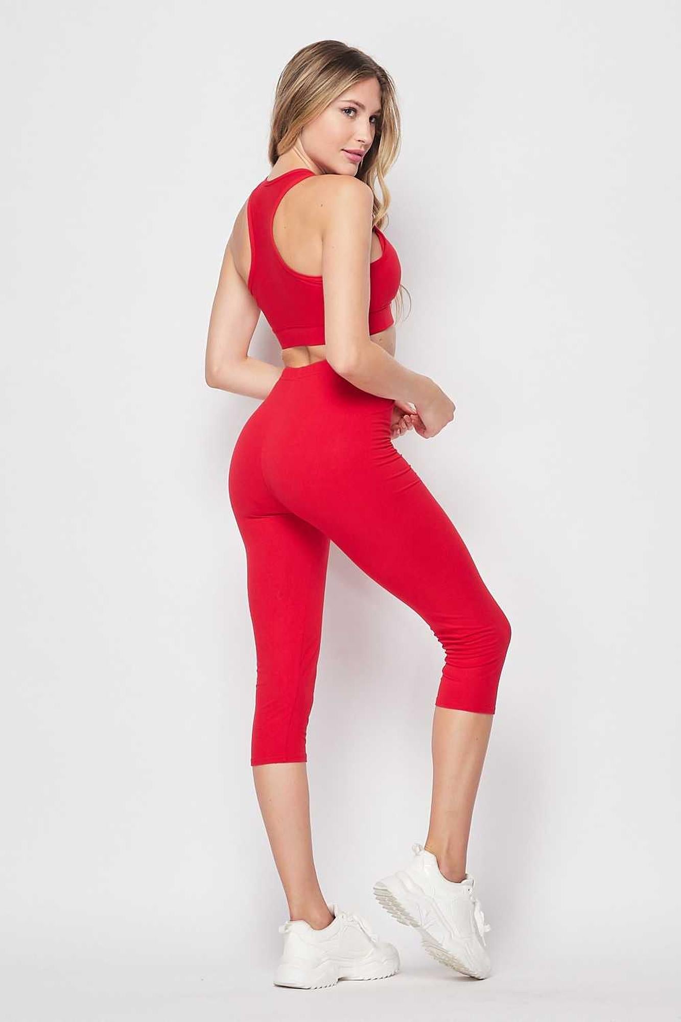 Basic Solid Capri and Crop Top Set