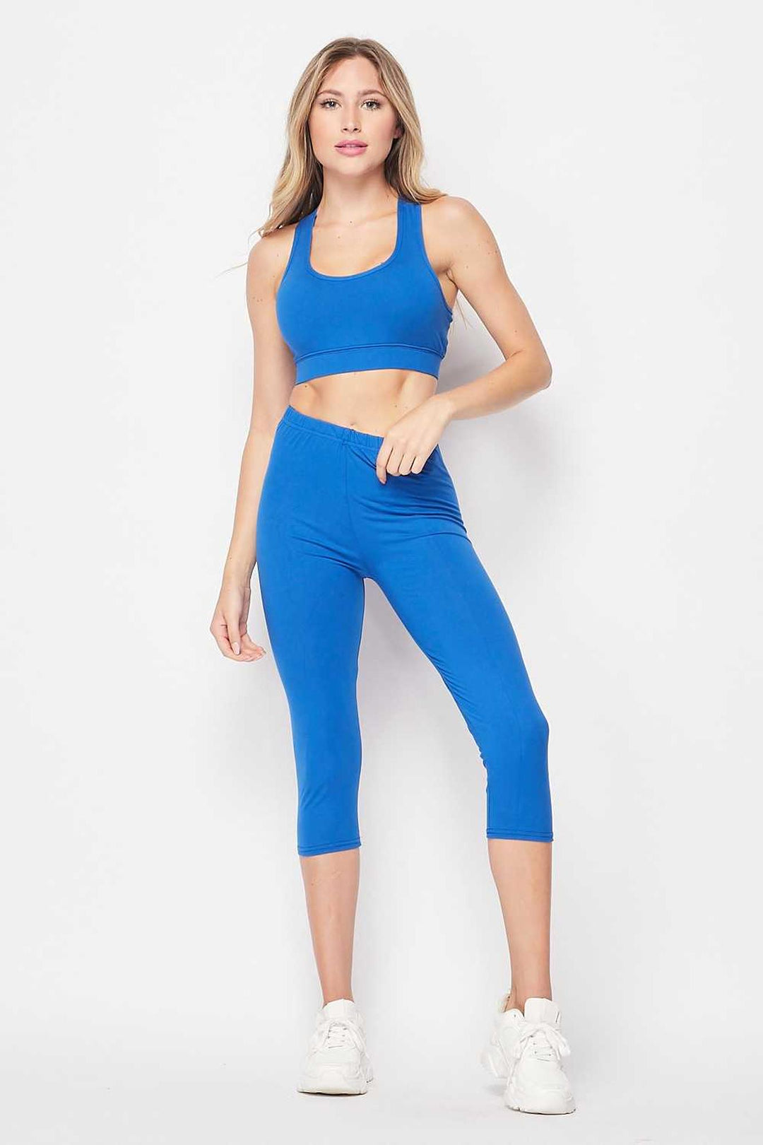 Basic Solid Capri and Crop Top Set