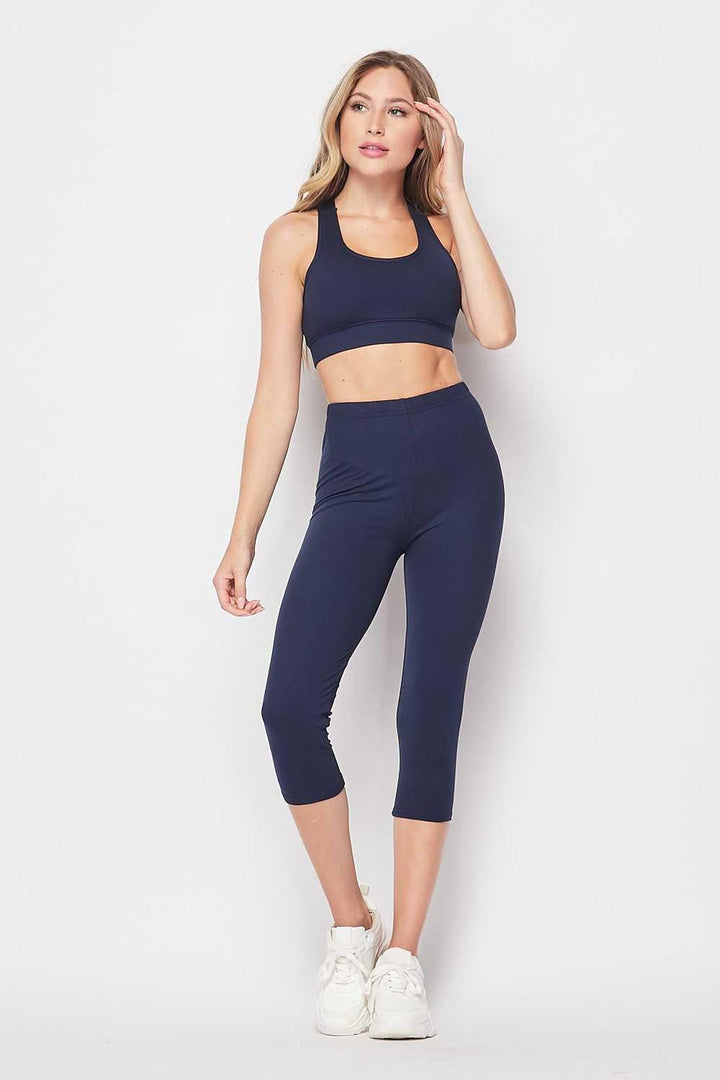 Basic Solid Capri and Crop Top Set