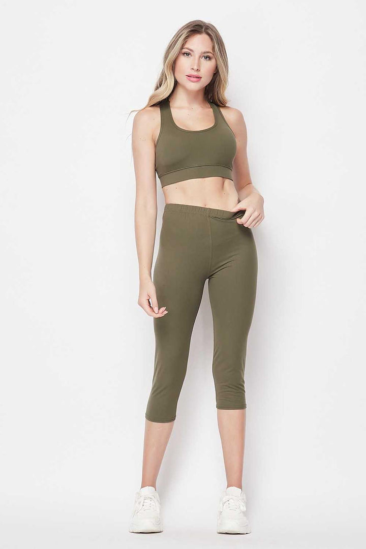 Basic Solid Capri and Crop Top Set