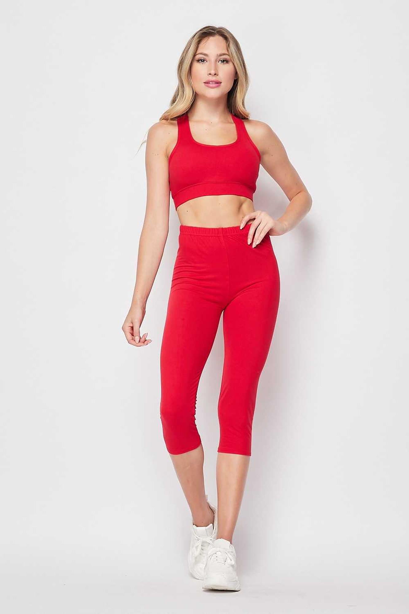 Basic Solid Capri and Crop Top Set