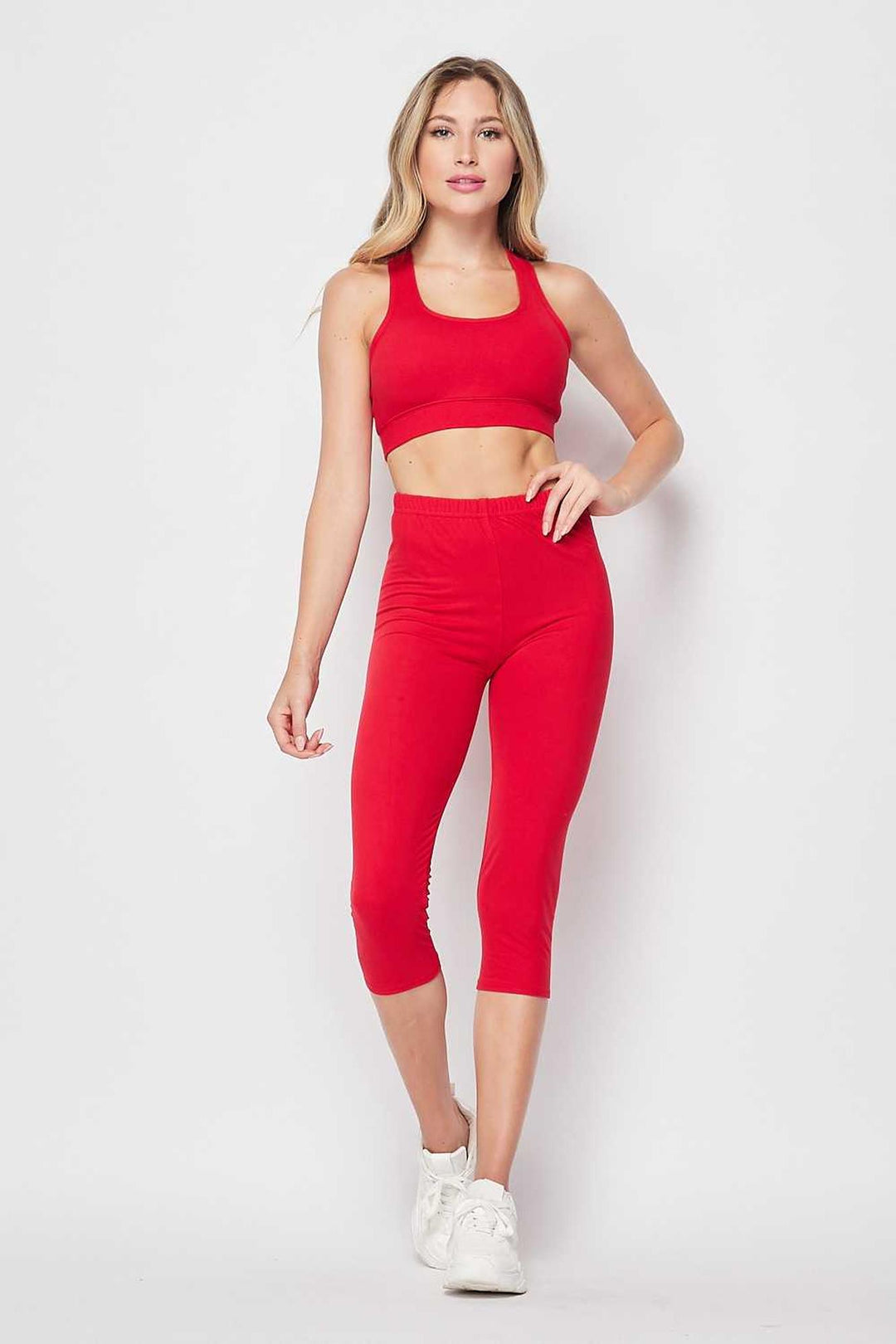 Basic Solid Capri and Crop Top Set