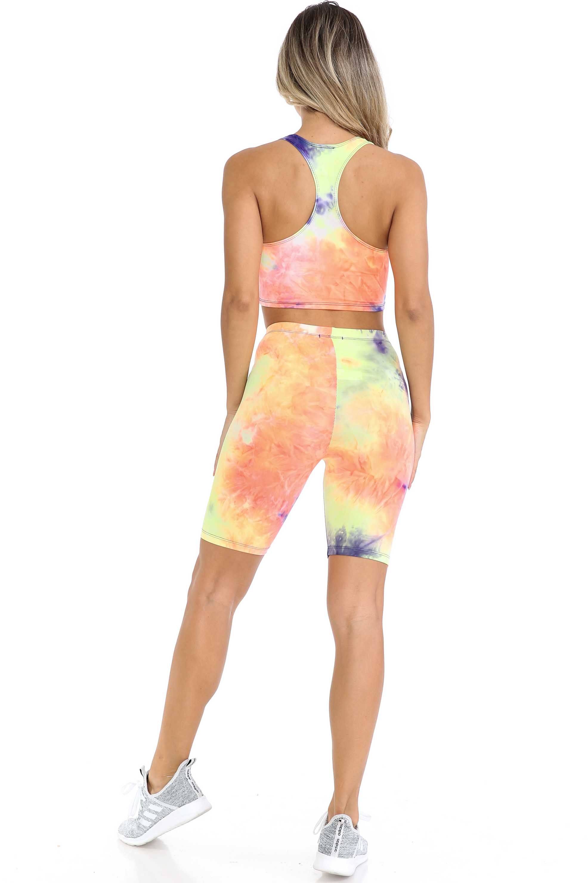 Indigo Tie Dye 2 Piece Shorts and Cropped Bra Top Set