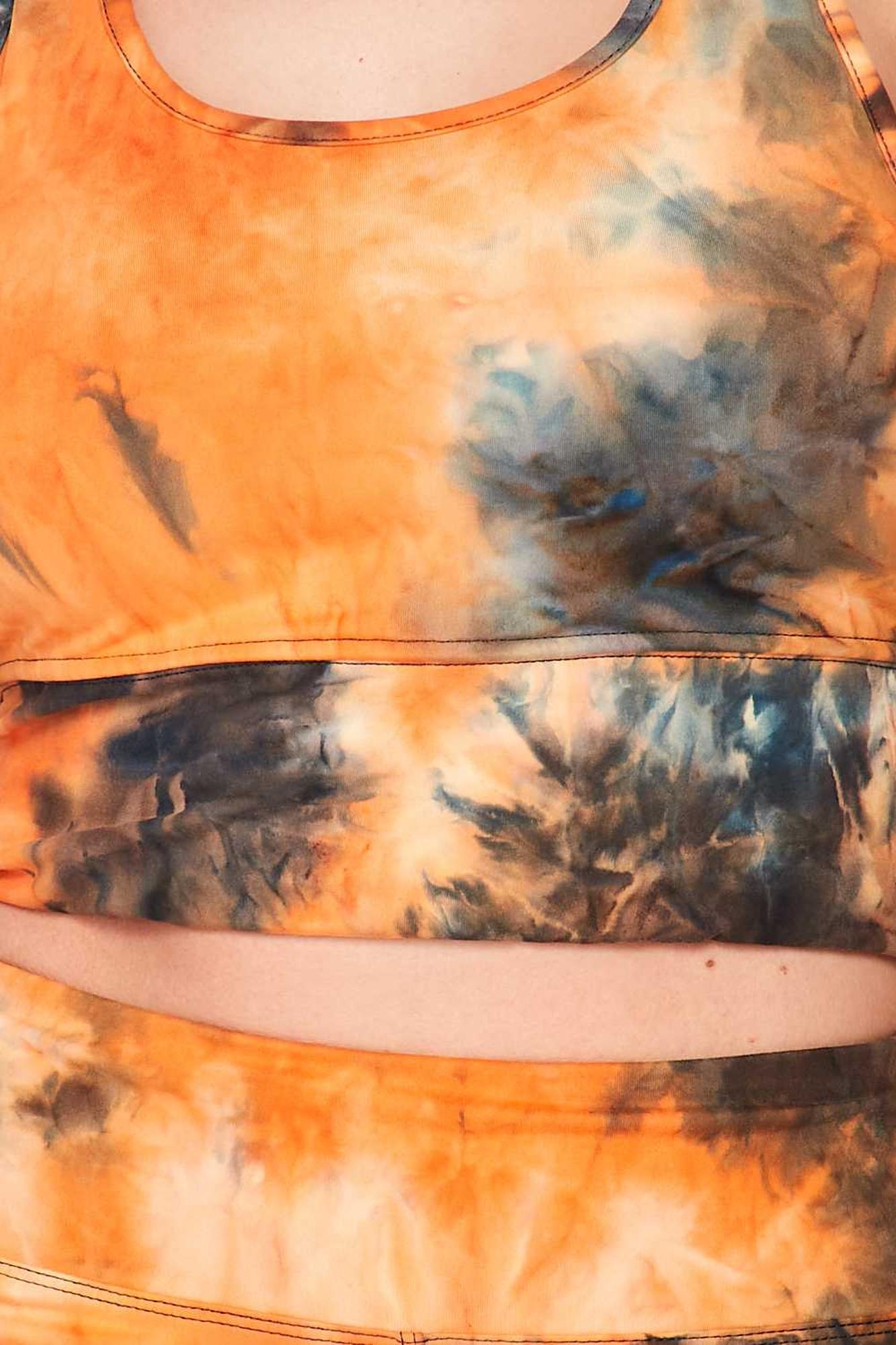 Tie Dye 2 Piece High Waisted Biker Shorts and Crop Top Set