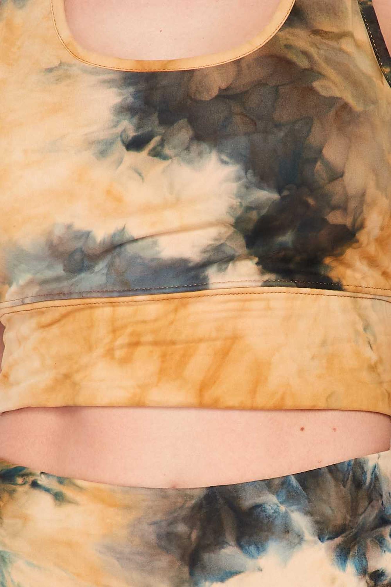 Tie Dye 2 Piece High Waisted Biker Shorts and Crop Top Set