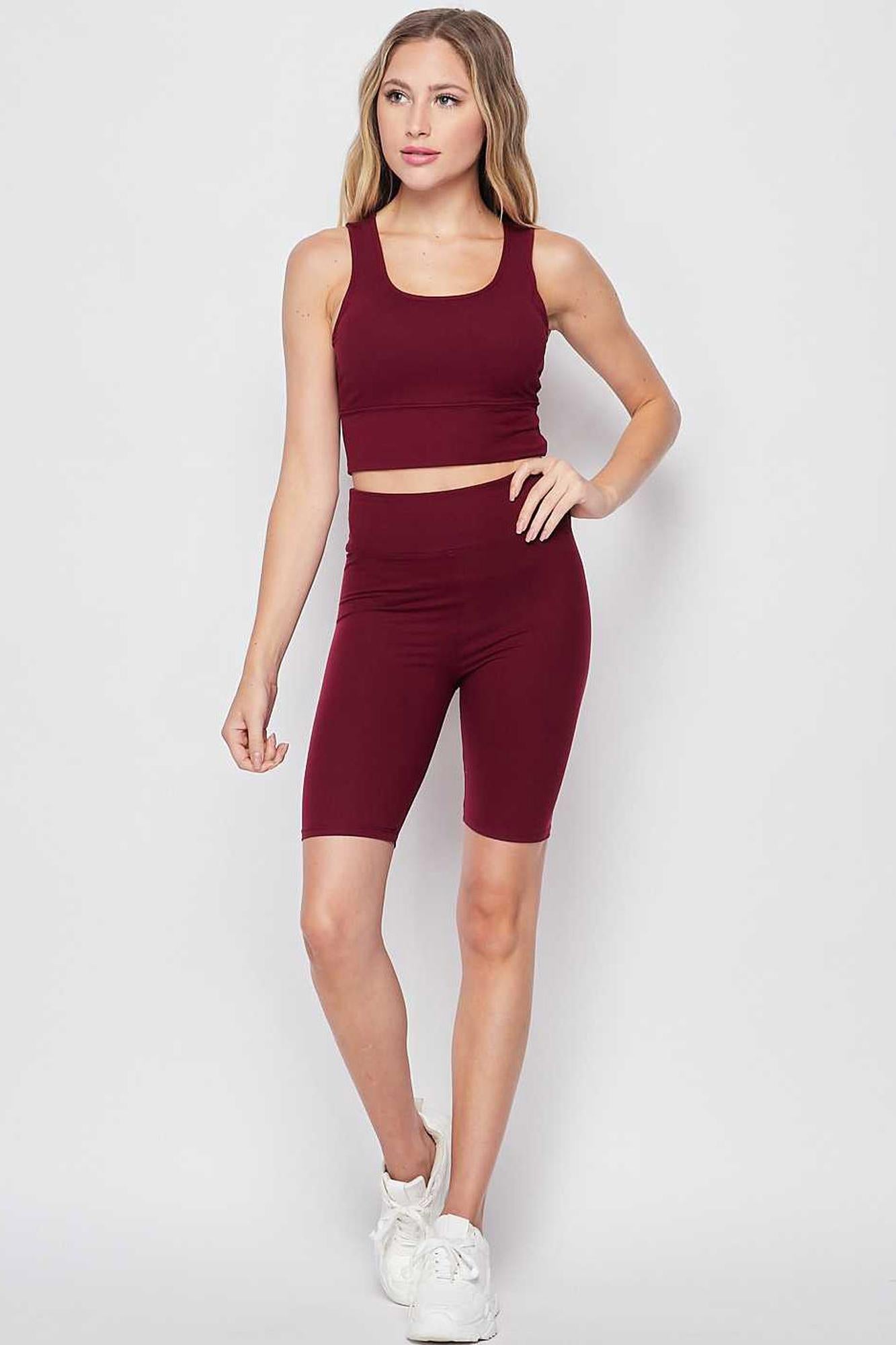 Buttery Smooth 2 Piece High Waisted Shorts and Crop Top Bra Set