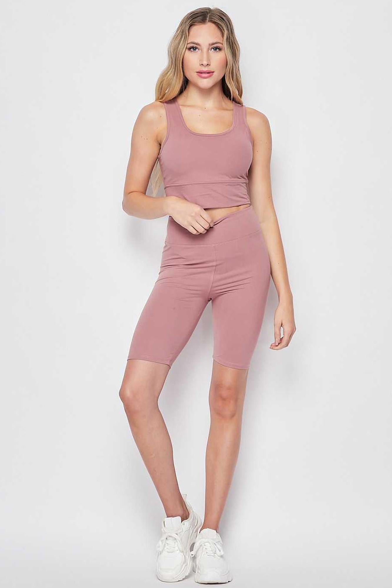 Buttery Smooth 2 Piece High Waisted Shorts and Crop Top Bra Set