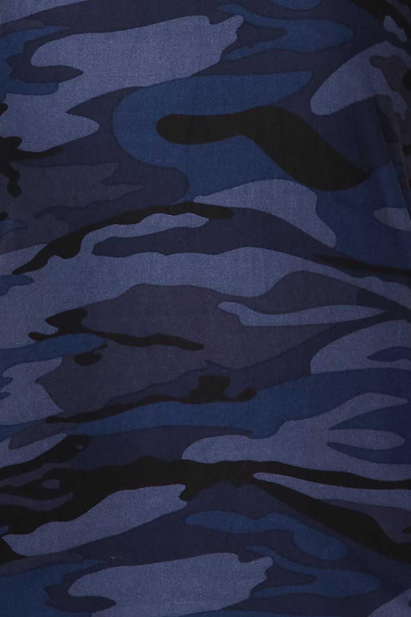 2 Piece Buttery Smooth Navy Camouflage Biker Shorts and T-Shirt Set