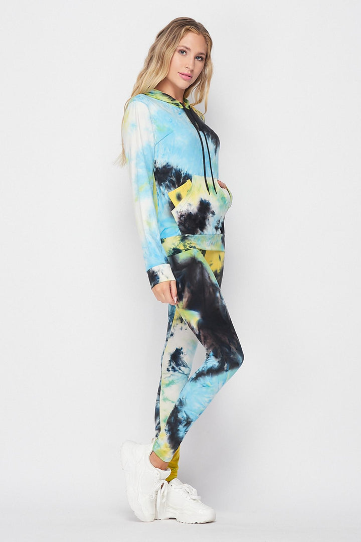 Tie Dye 2 Piece Leggings and Hooded Jacket Set