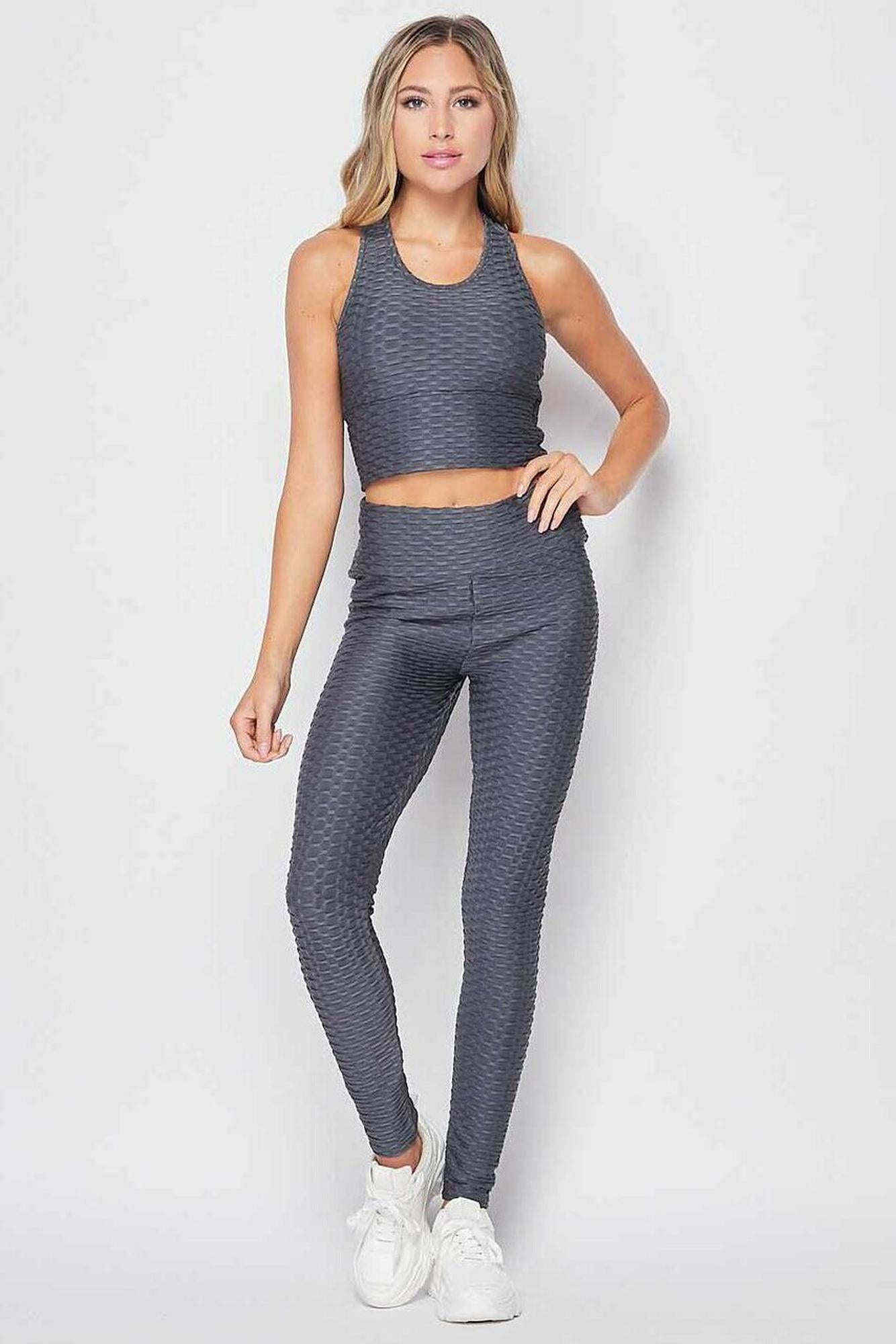 2 Piece Scrunch Butt Leggings and Crop Top Set