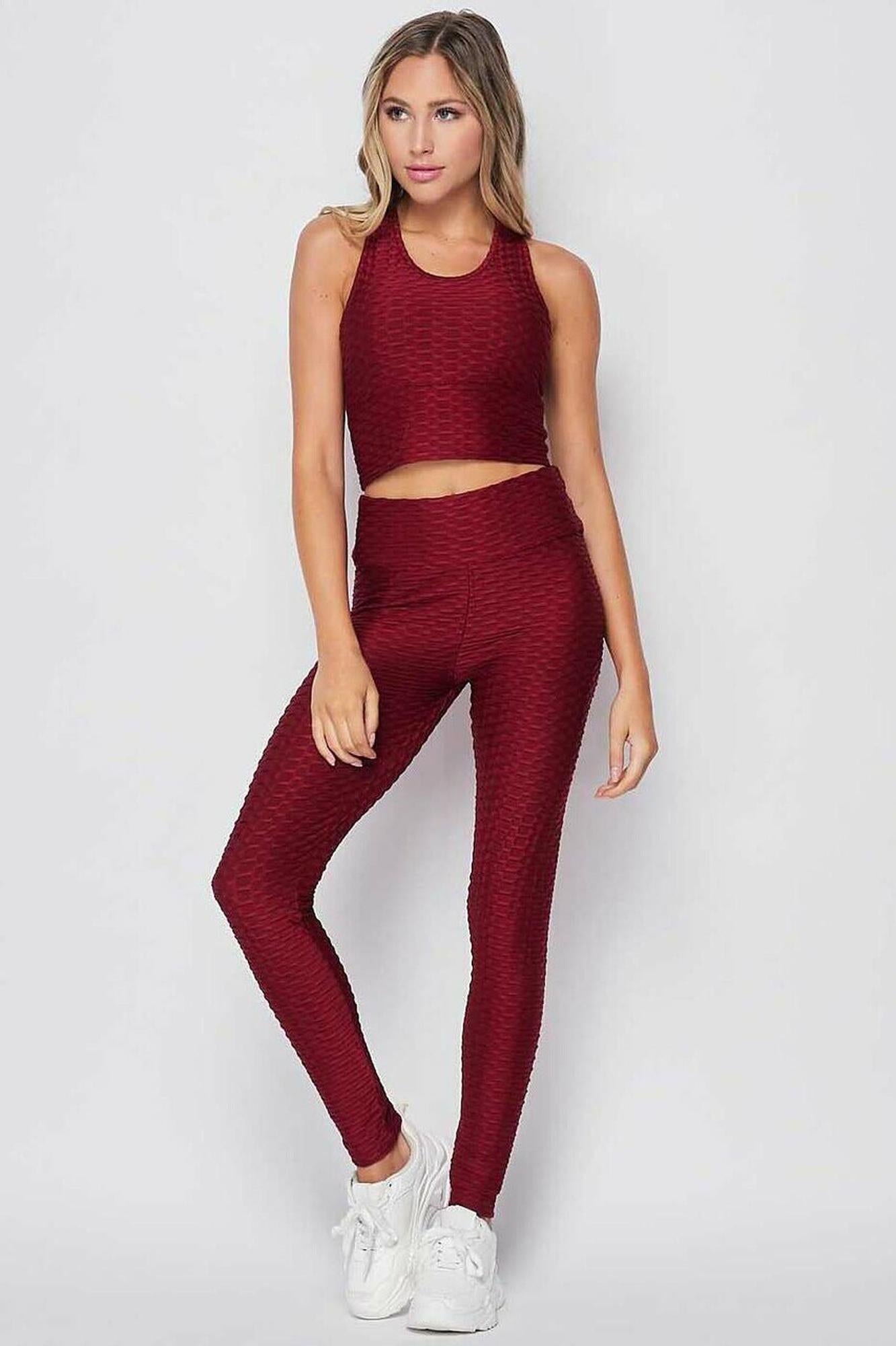 2 Piece Scrunch Butt Leggings and Crop Top Set