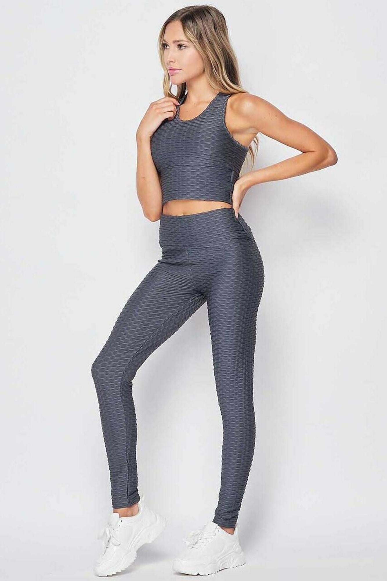 2 Piece Scrunch Butt Leggings and Crop Top Set