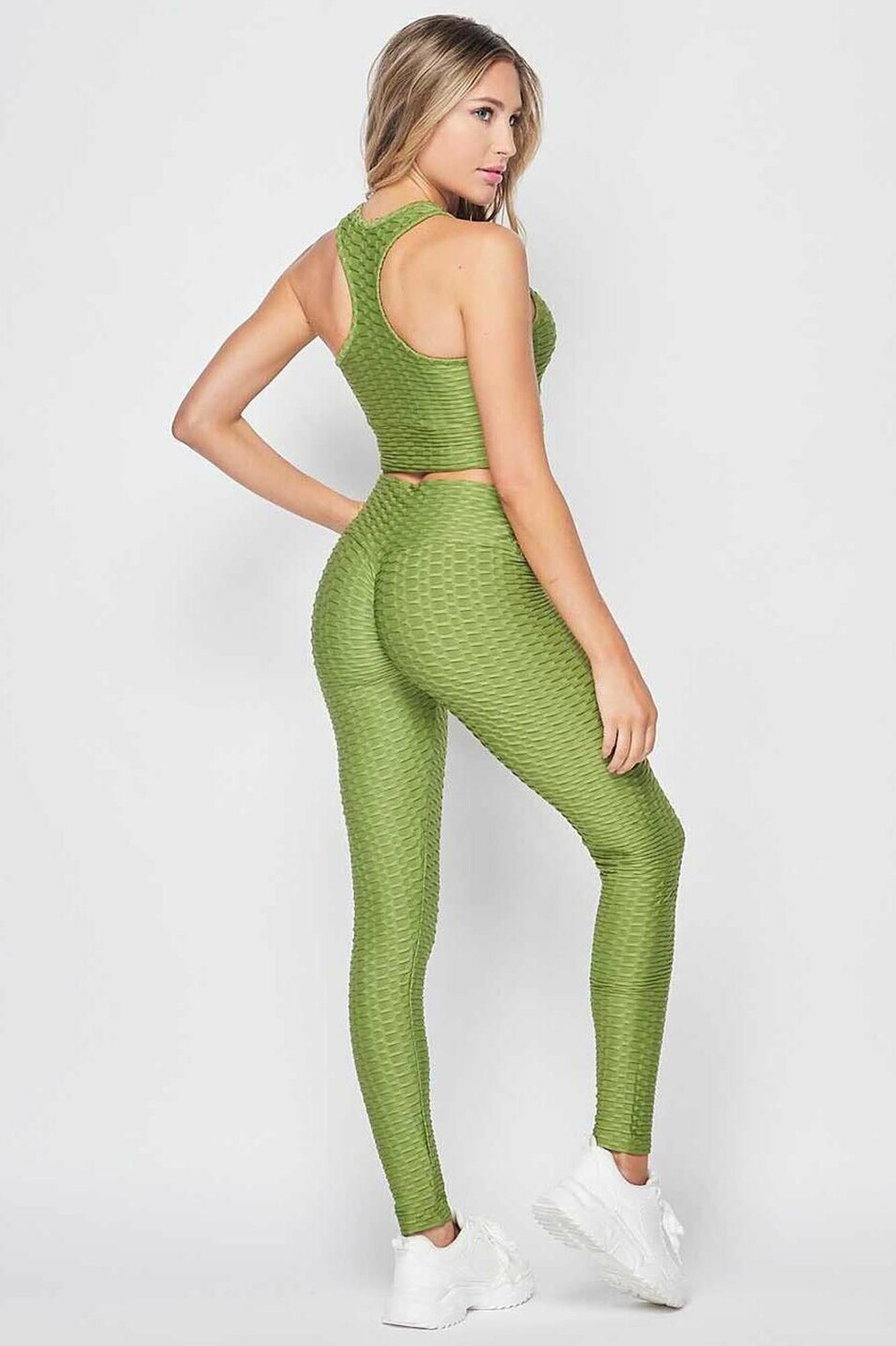 2 Piece Scrunch Butt Leggings and Crop Top Set