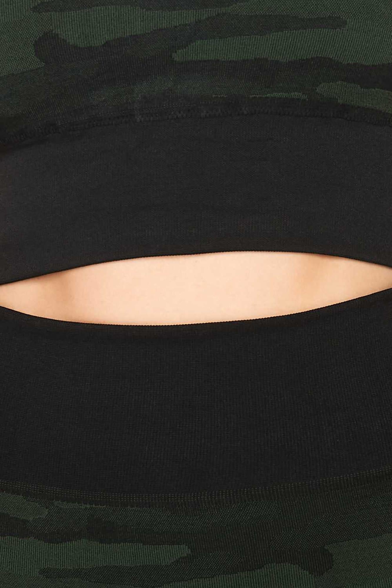 2 Piece Seamless Olive Camouflage Bra Top and Leggings Sport Set (One Size Regular,Olive)