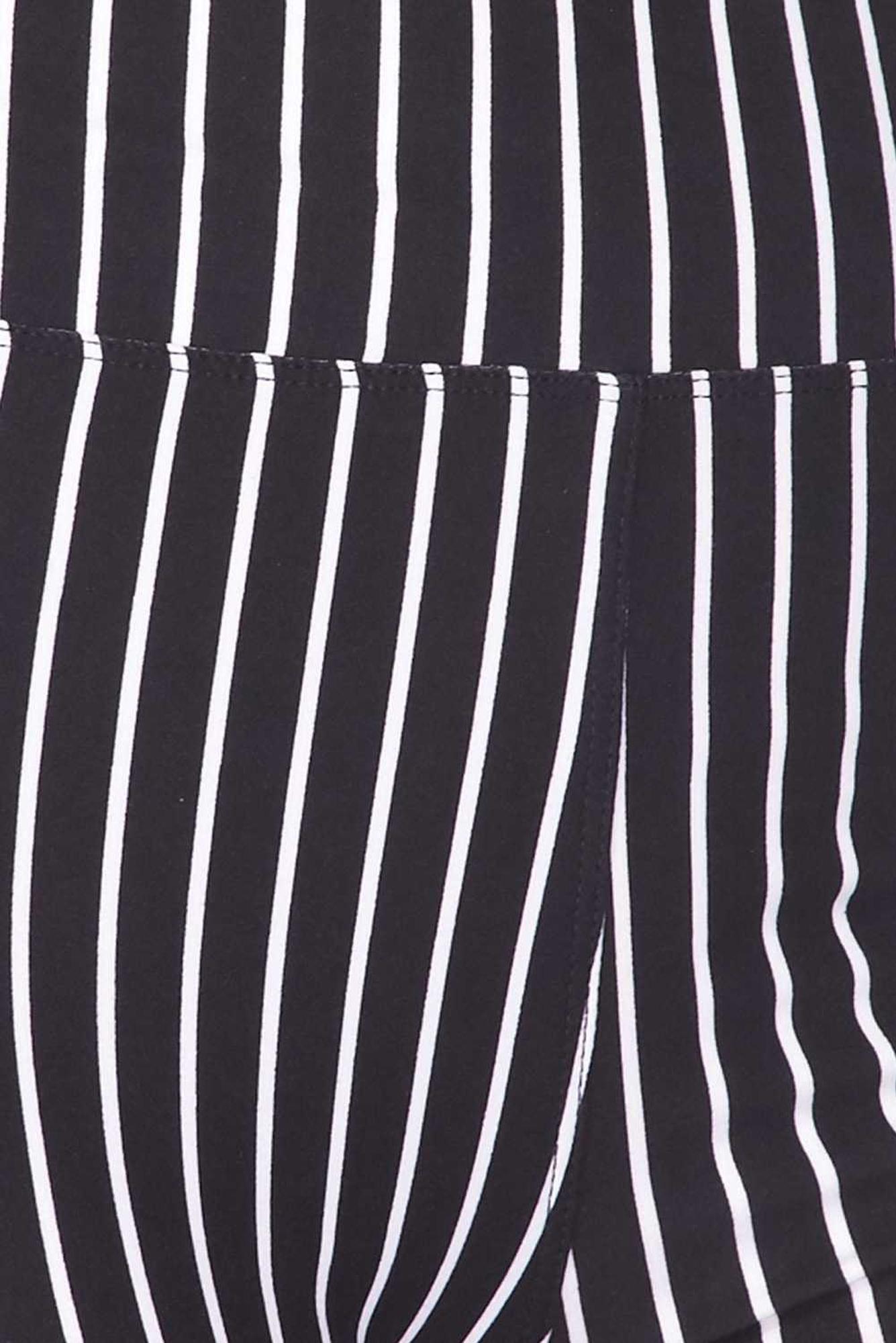Buttery Soft Black Pinstripe Biker Shorts - 3 Inch Waist Band (One Size Regular,Black)
