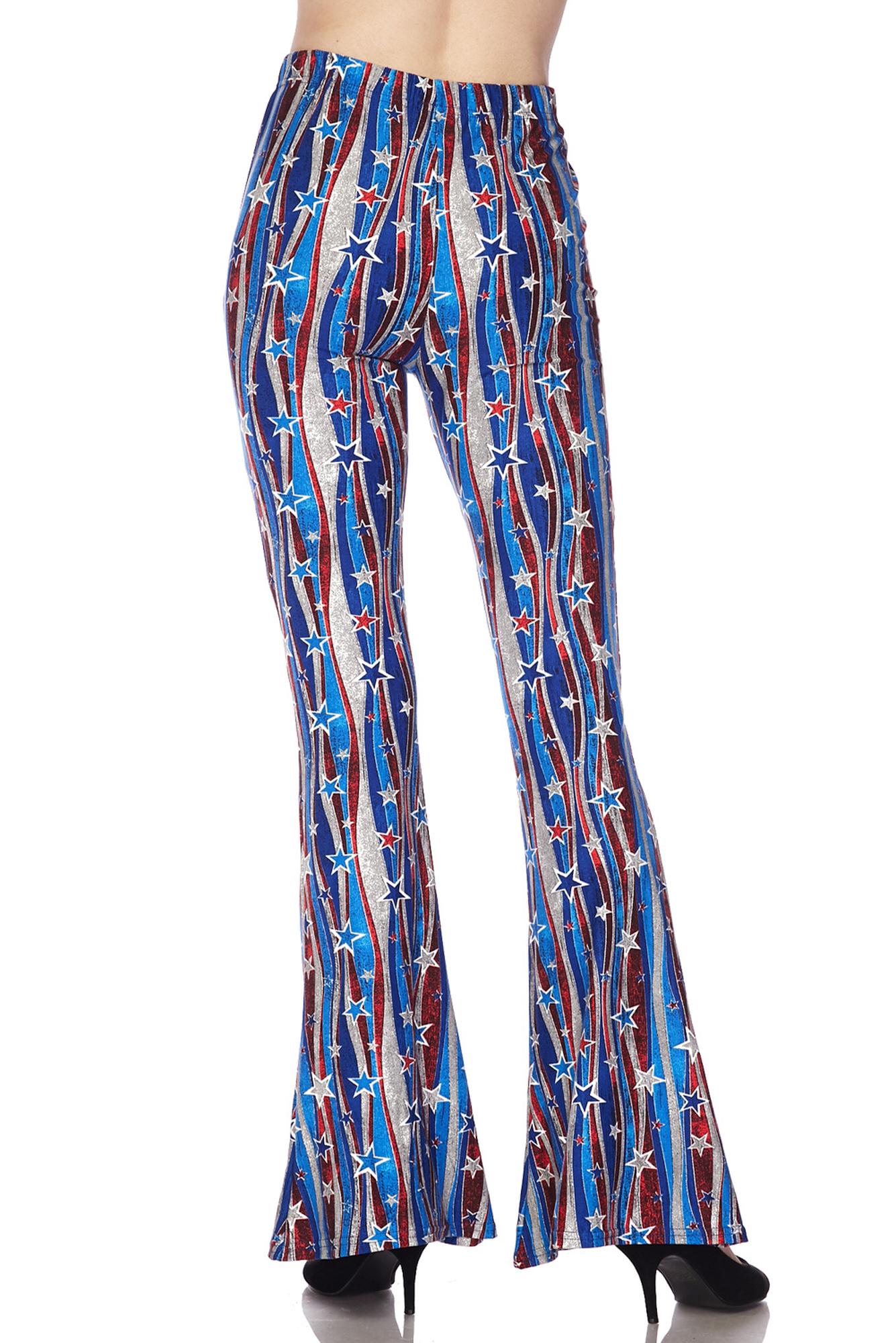 Buttery Smooth Metallic USA Flag Bell Bottom Leggings