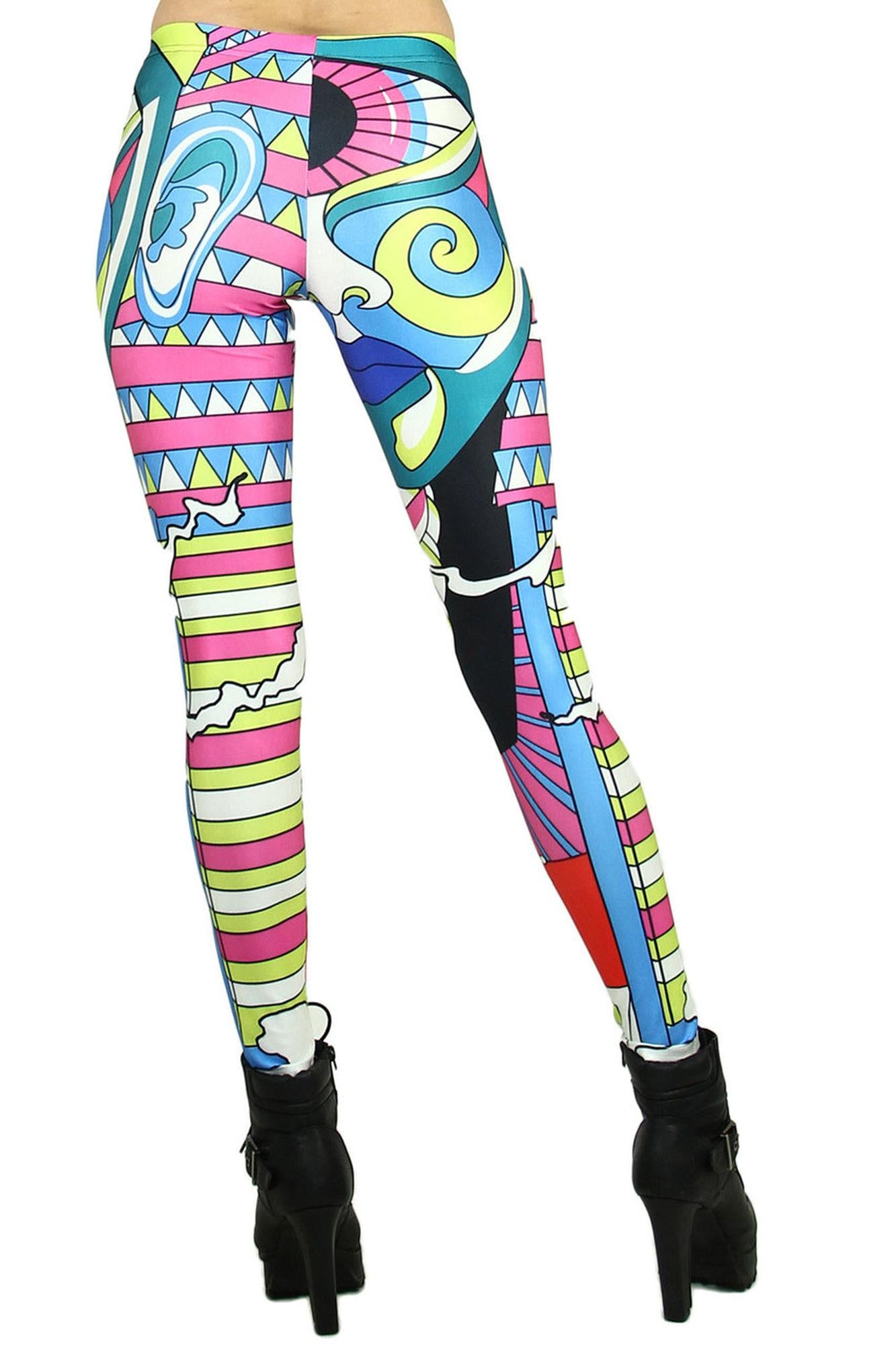 Graphic Print Abstract Picasso Leggings