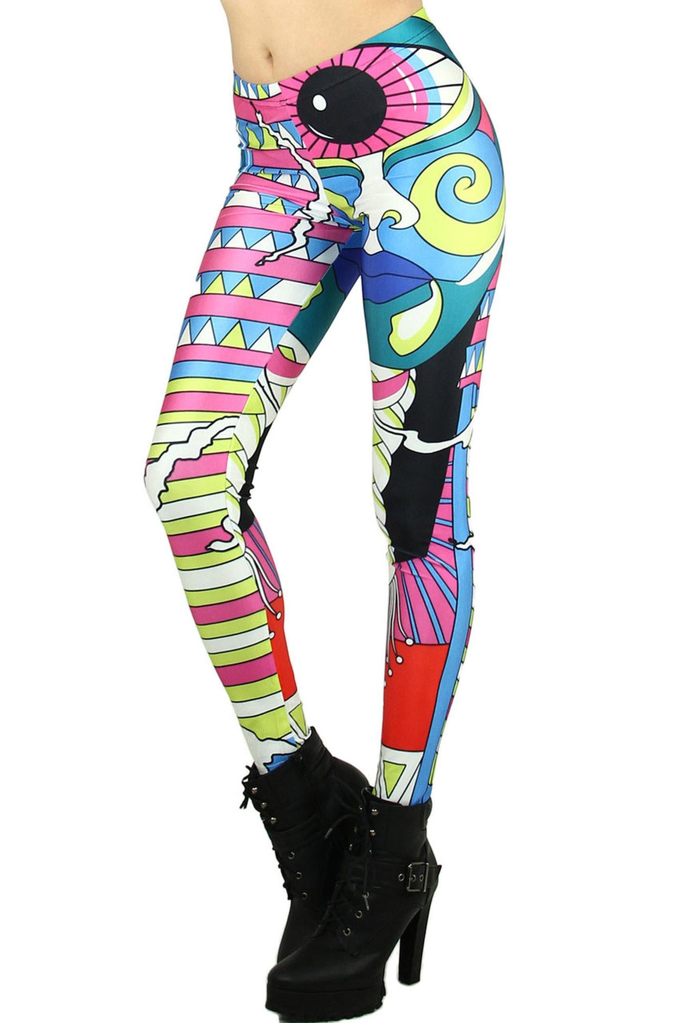 Graphic Print Abstract Picasso Leggings