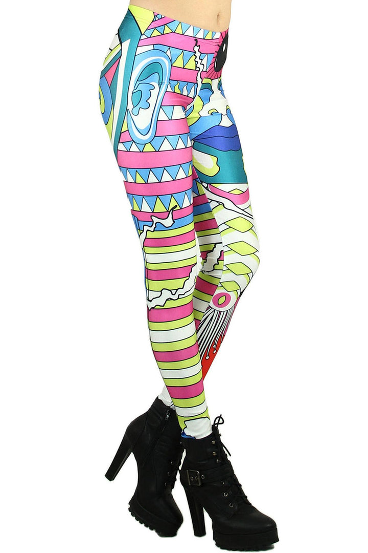 Graphic Print Abstract Picasso Leggings