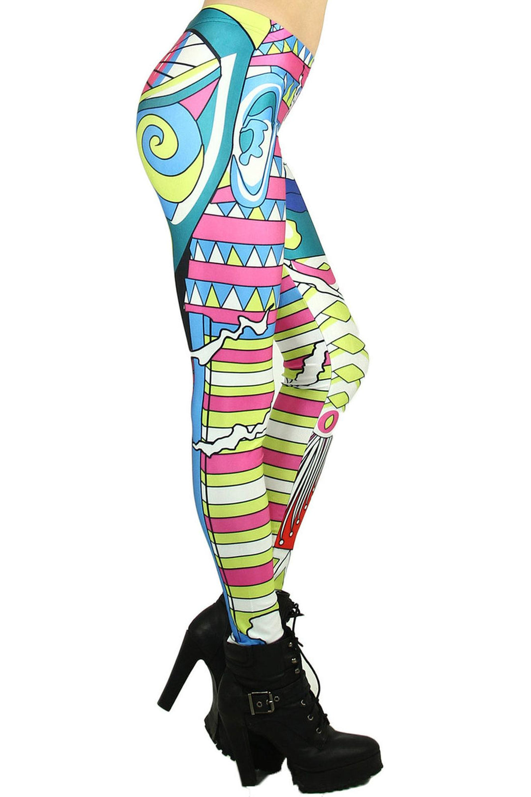 Graphic Print Abstract Picasso Leggings