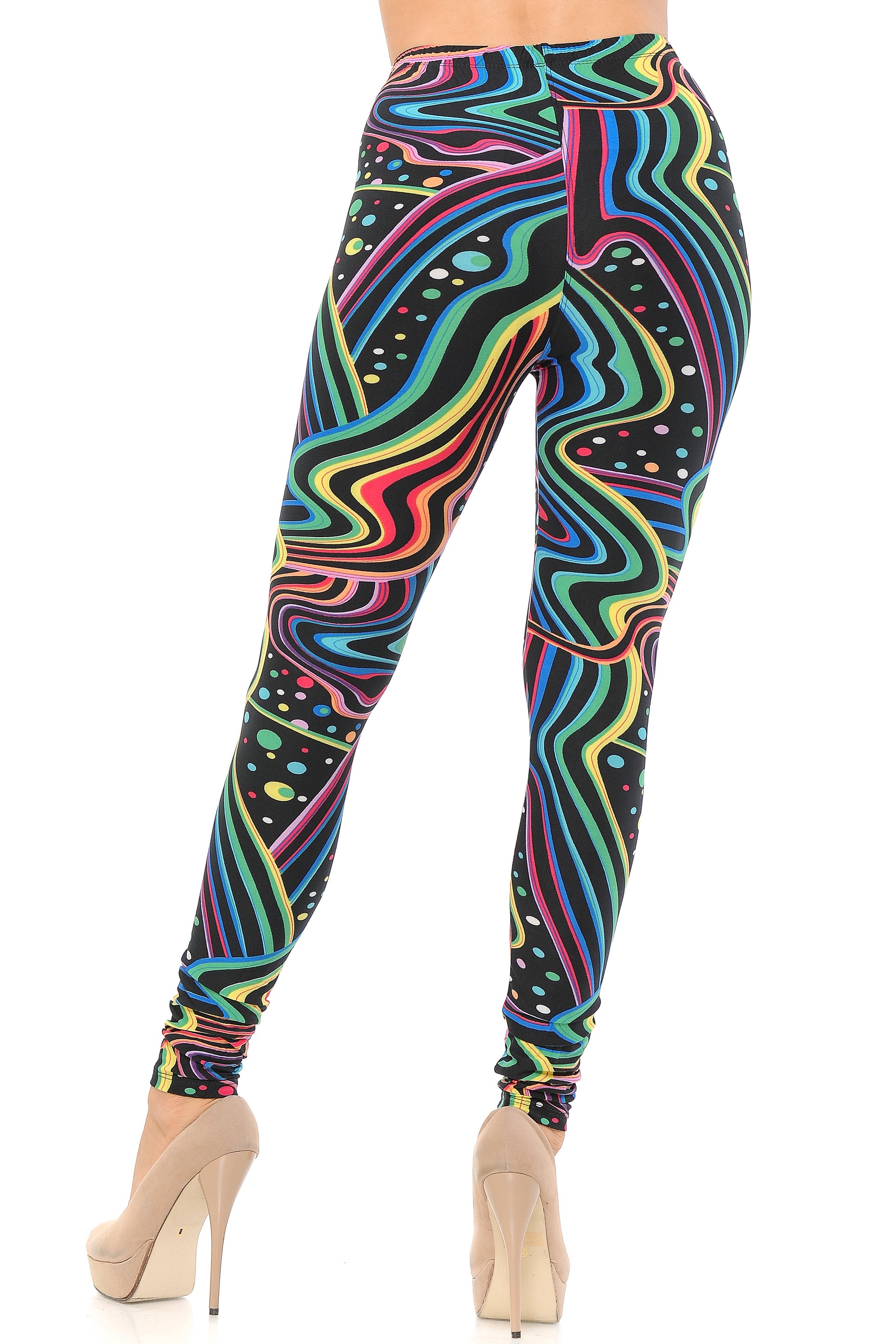Buttery Soft Rainbow Confetti Extra Plus Size Leggings - 3X-5X (XPlus One Size,Multi Color Bold)