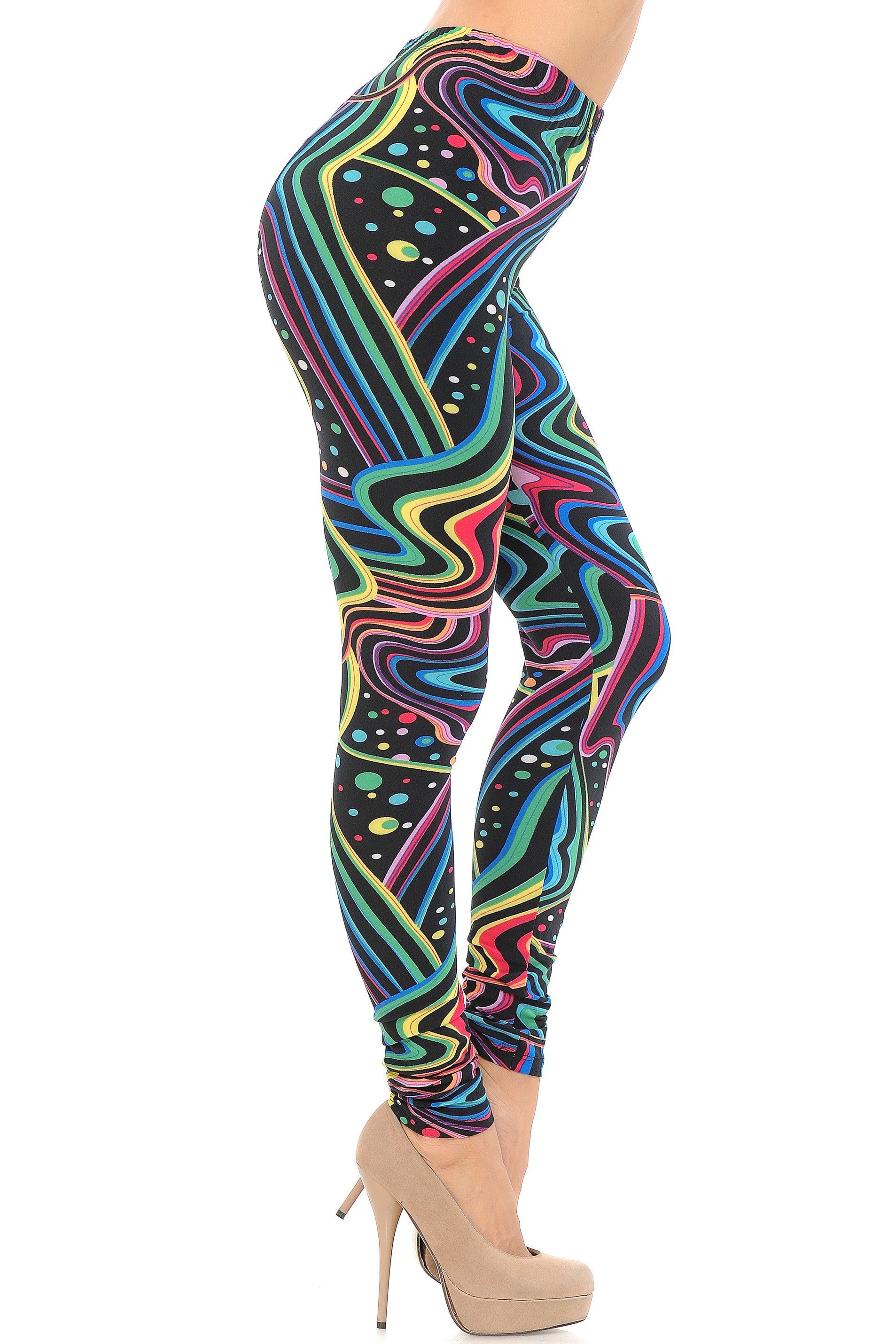 Buttery Soft Rainbow Confetti Extra Plus Size Leggings - 3X-5X (XPlus One Size,Multi Color Bold)