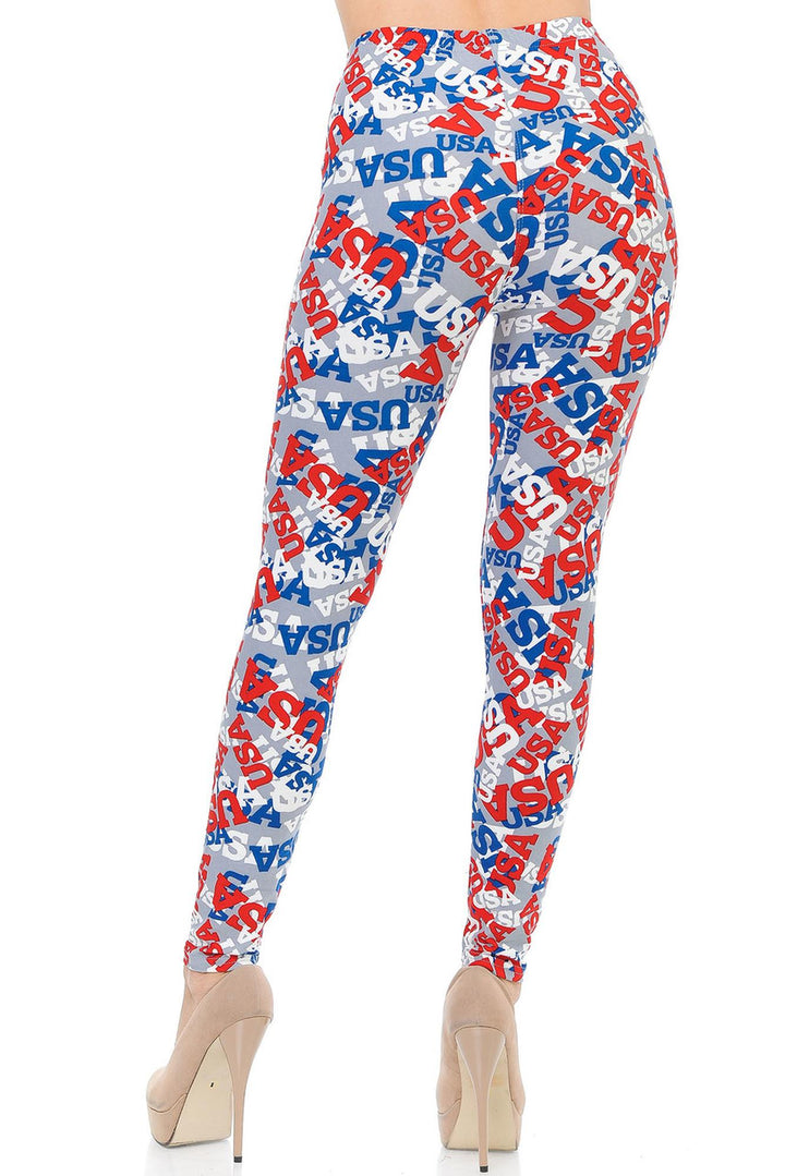 Buttery Soft All Over USA Leggings (One Size Regular,Charcoal)