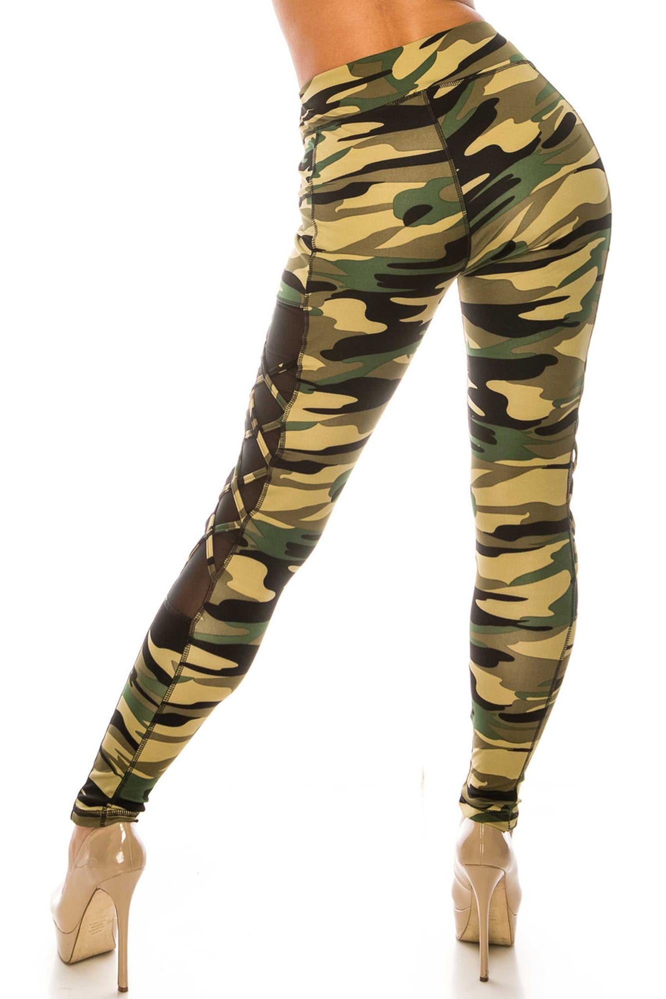 Camouflage Crisscross Mesh Sport Leggings