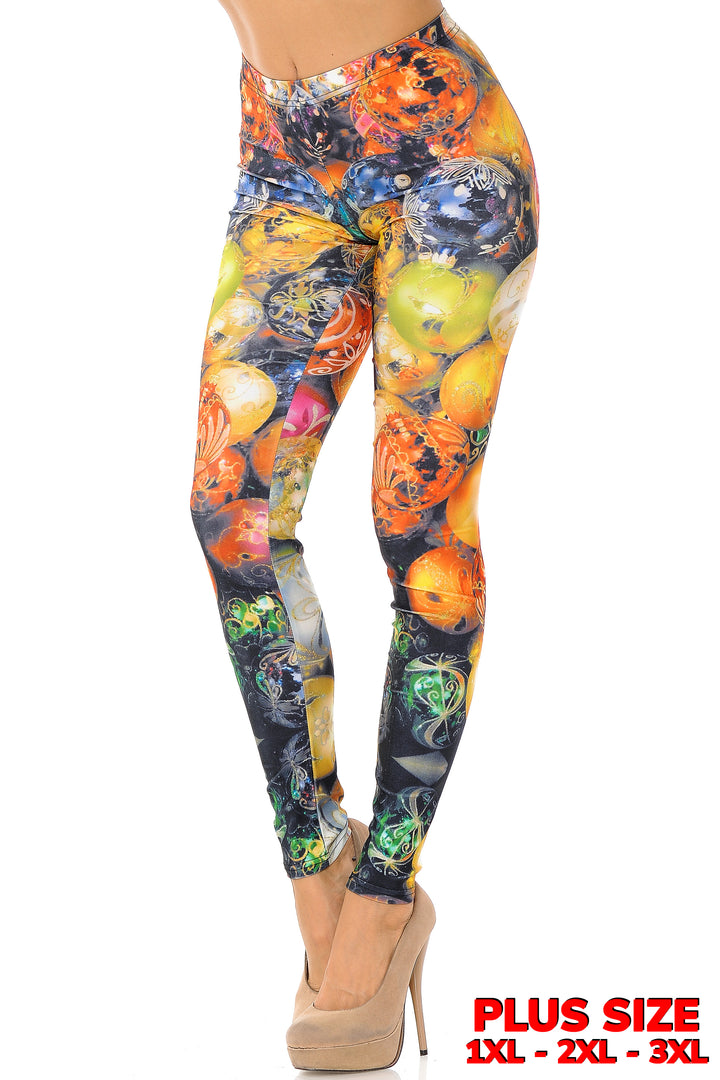 Gorgeous Christmas Ornament Leggings - Plus Size - 1XL 2XL 3XL