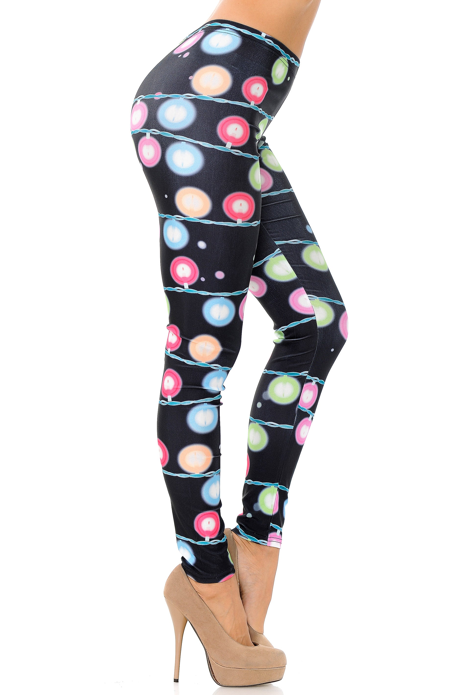 Festive Holiday Lights Leggings - Plus Size - 1XL 2XL 3XL