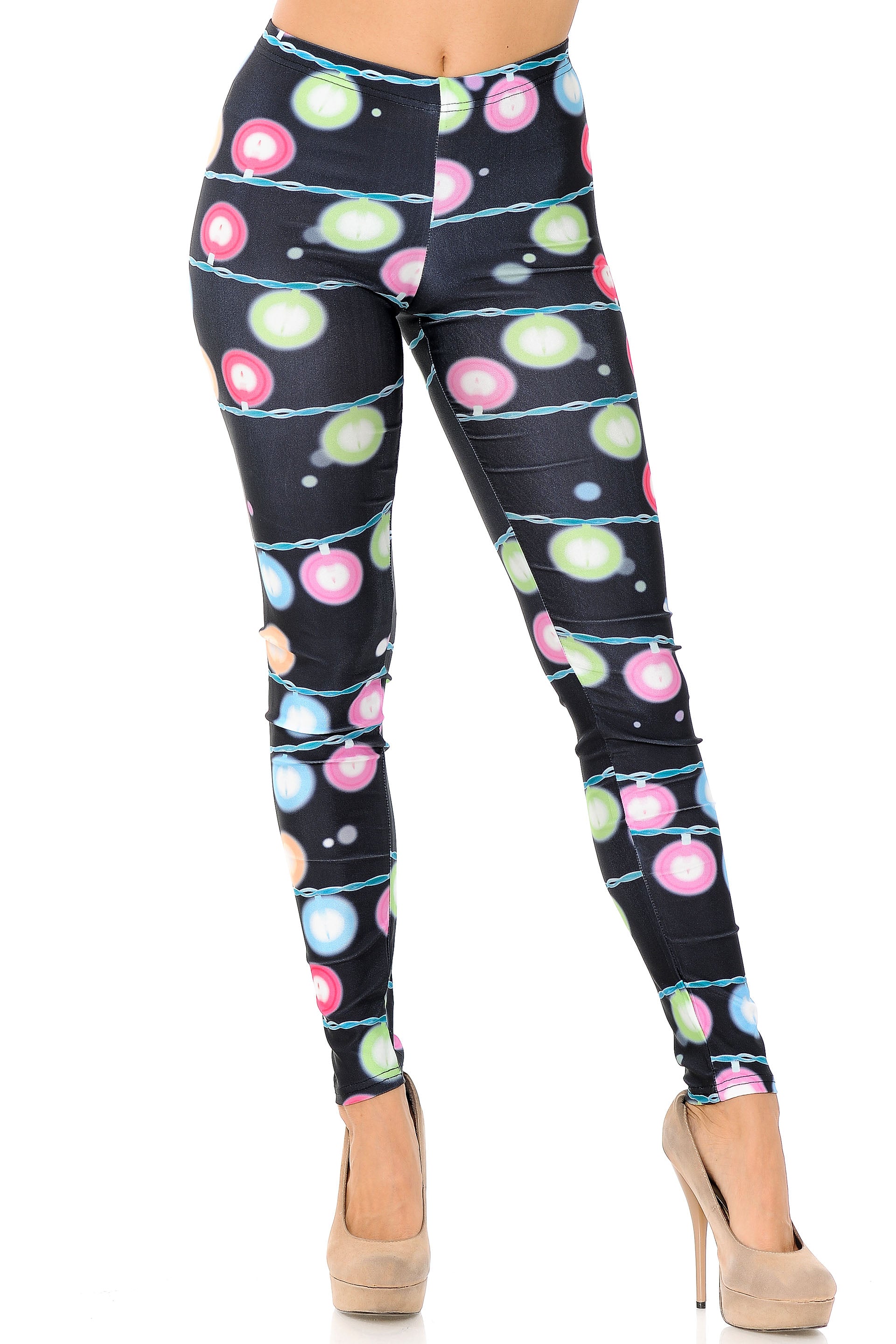 Festive Holiday Lights Leggings - Plus Size - 1XL 2XL 3XL