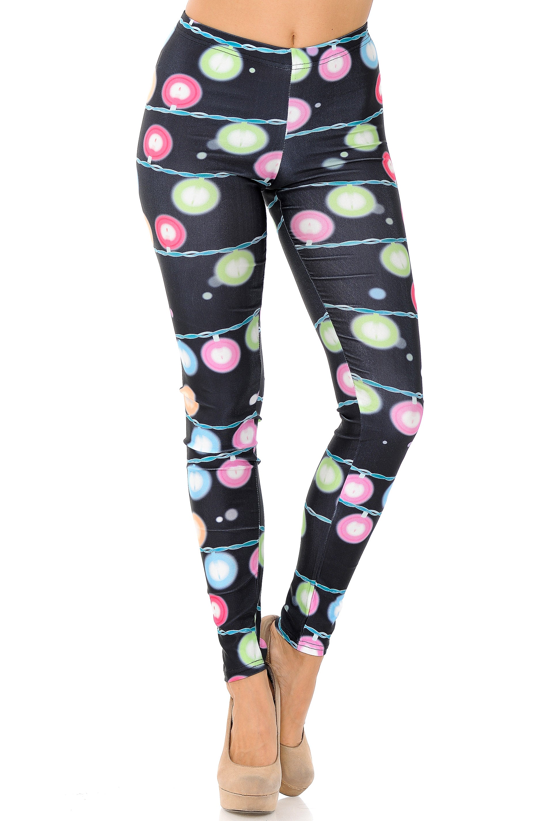 Festive Holiday Lights Leggings - Plus Size - 1XL 2XL 3XL