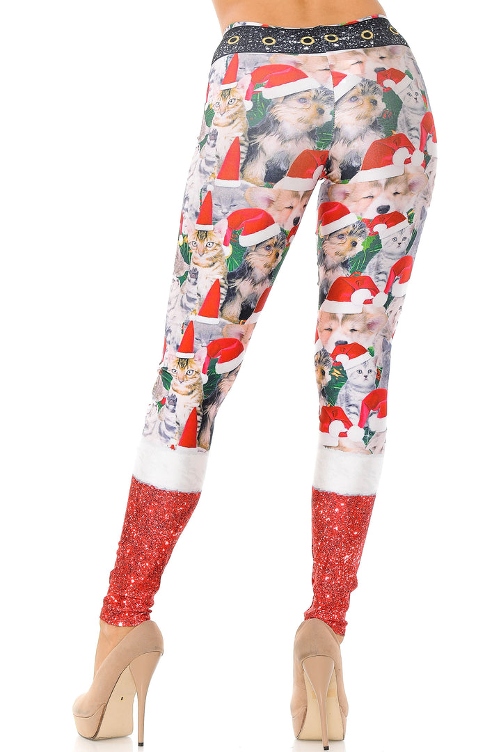 Jolly Christmas Cats and Dogs Leggings - Plus Size - 1XL 2XL 3XL