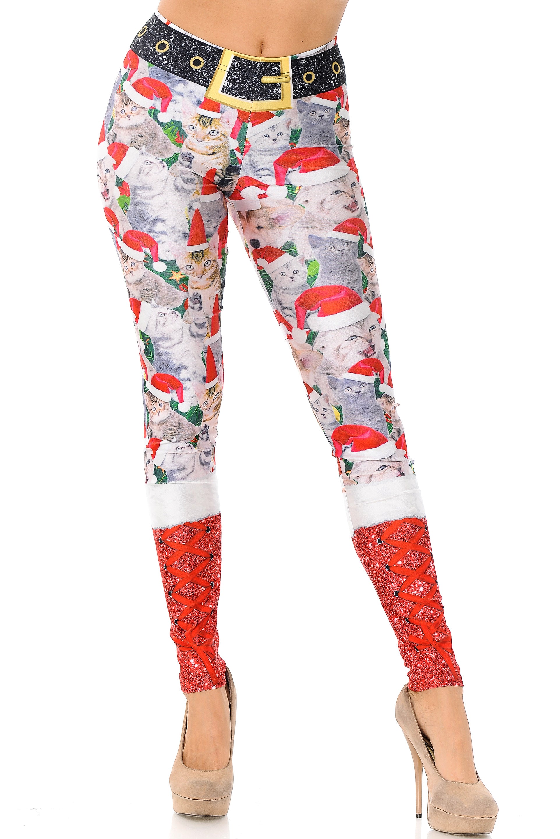 Jolly Christmas Cats and Dogs Leggings - Plus Size - 1XL 2XL 3XL