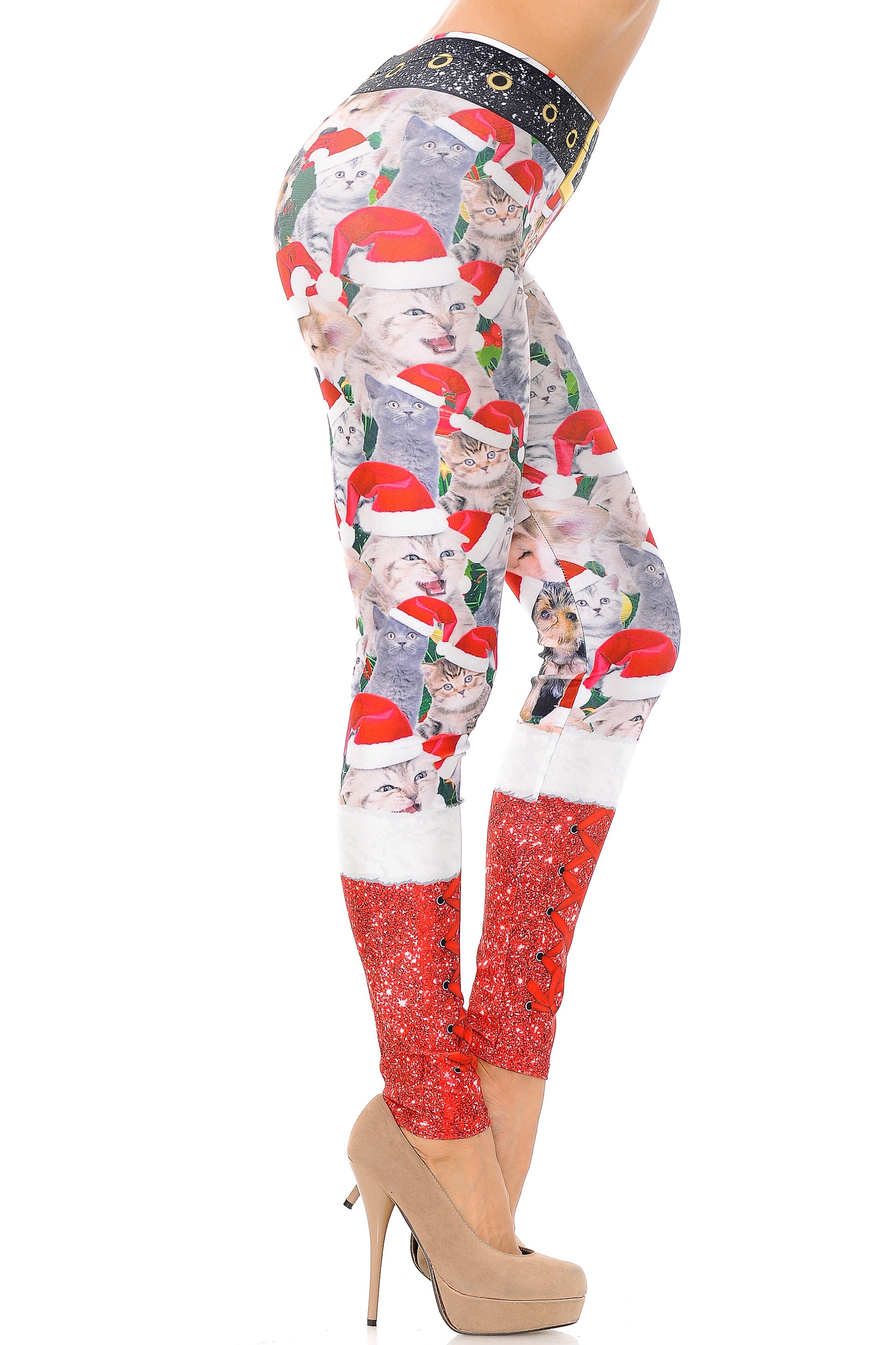 Jolly Christmas Cats and Dogs Leggings - Plus Size - 1XL 2XL 3XL