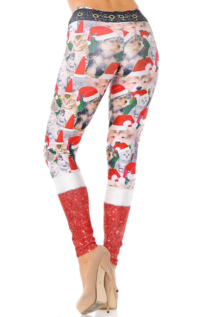 Jolly Christmas Cats and Dogs Leggings - Plus Size - 1XL 2XL 3XL