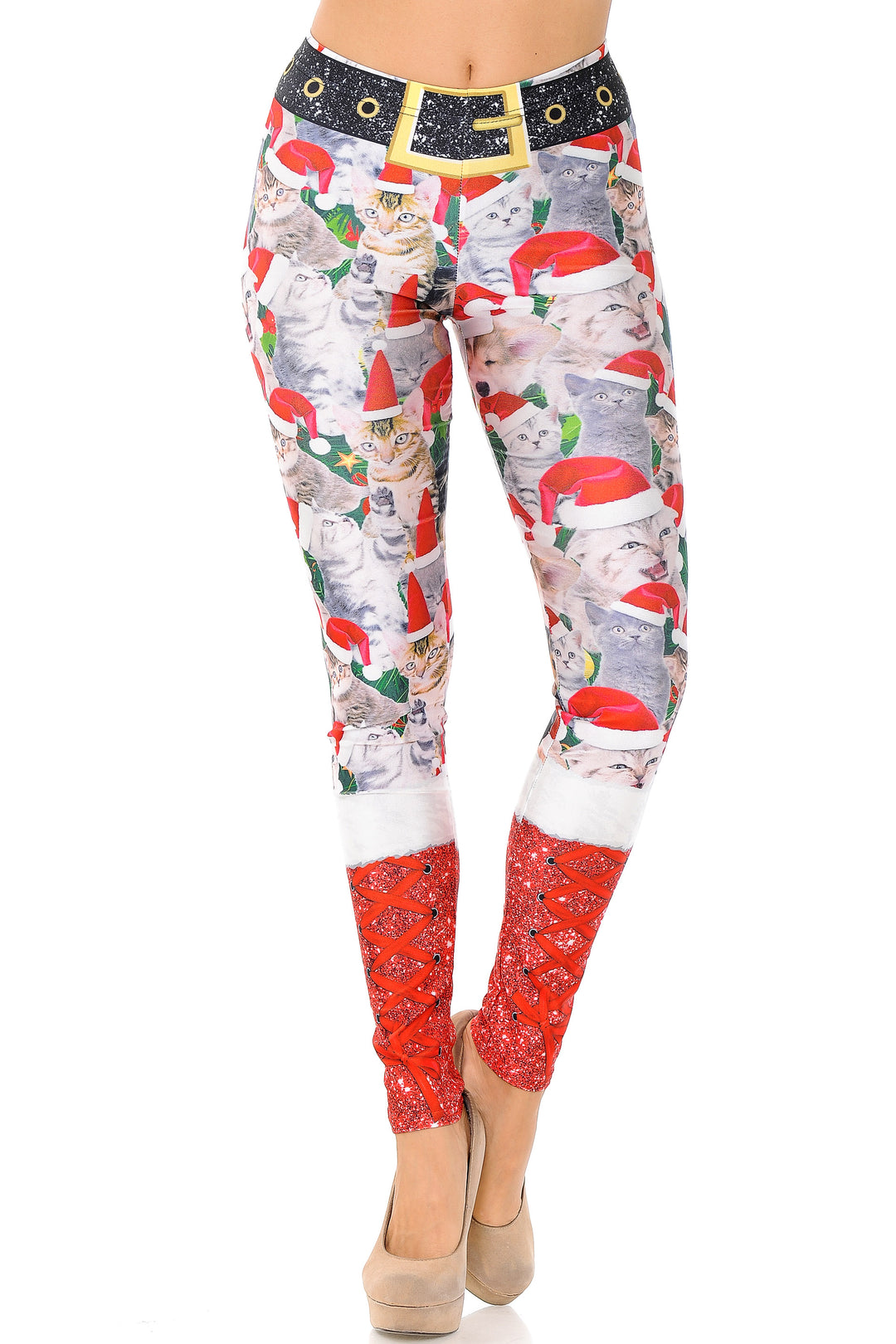 Jolly Christmas Cats and Dogs Leggings - Plus Size - 1XL 2XL 3XL