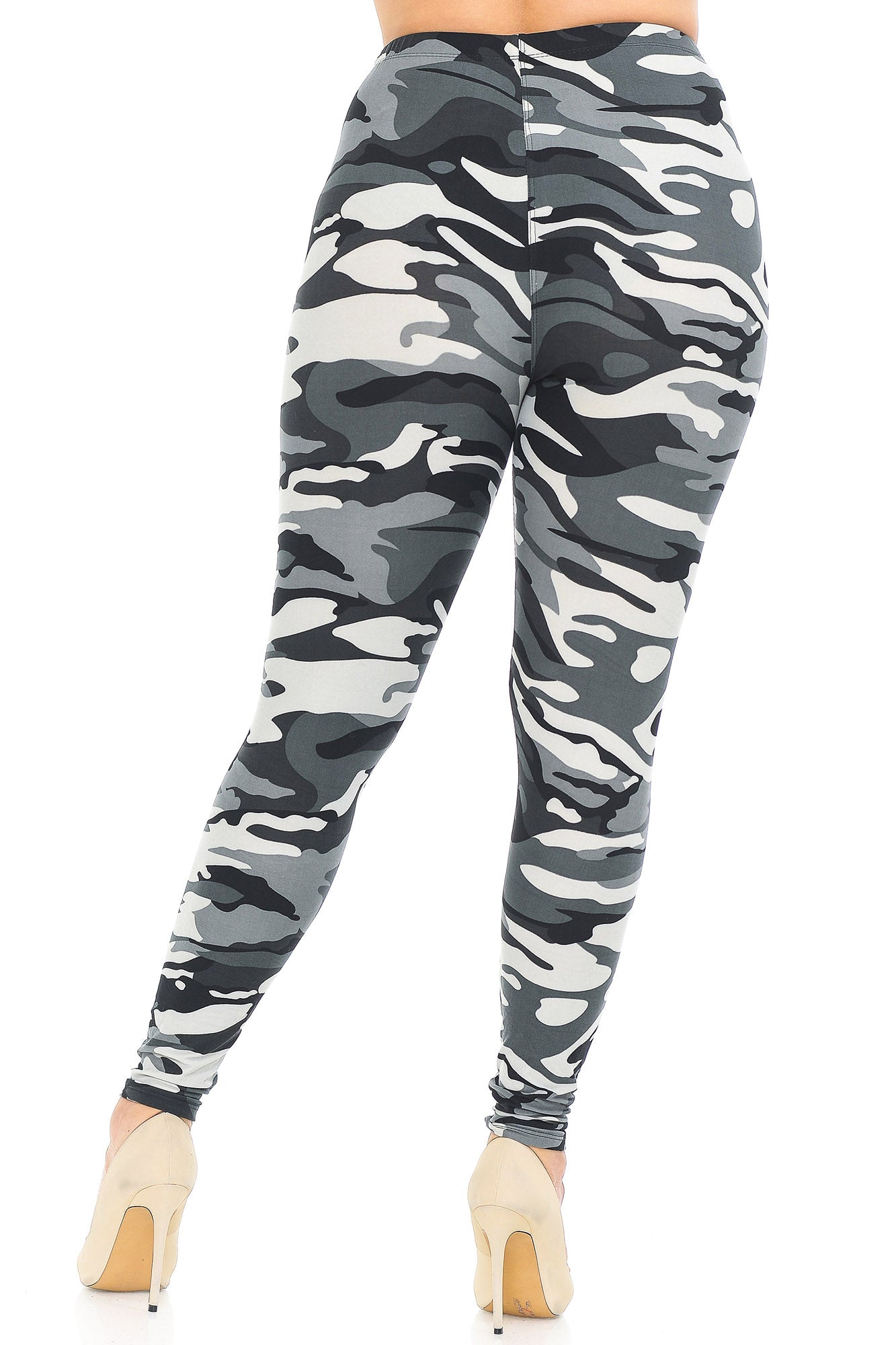 Buttery Soft Charcoal Camouflage Plus Size Leggings - EEVEE (One Size Plus,Charcoal)