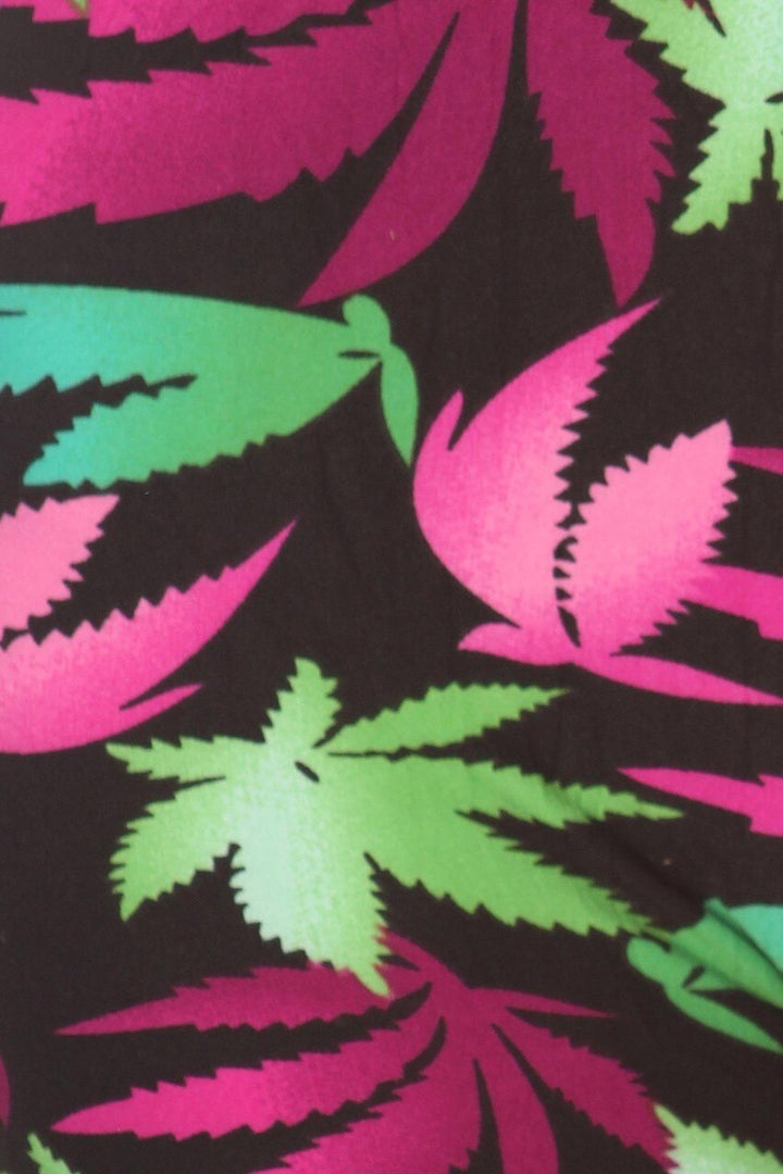 Buttery Soft Fuchsia Marijuana Plus Size Leggings (One Size Plus,Fuchsia)