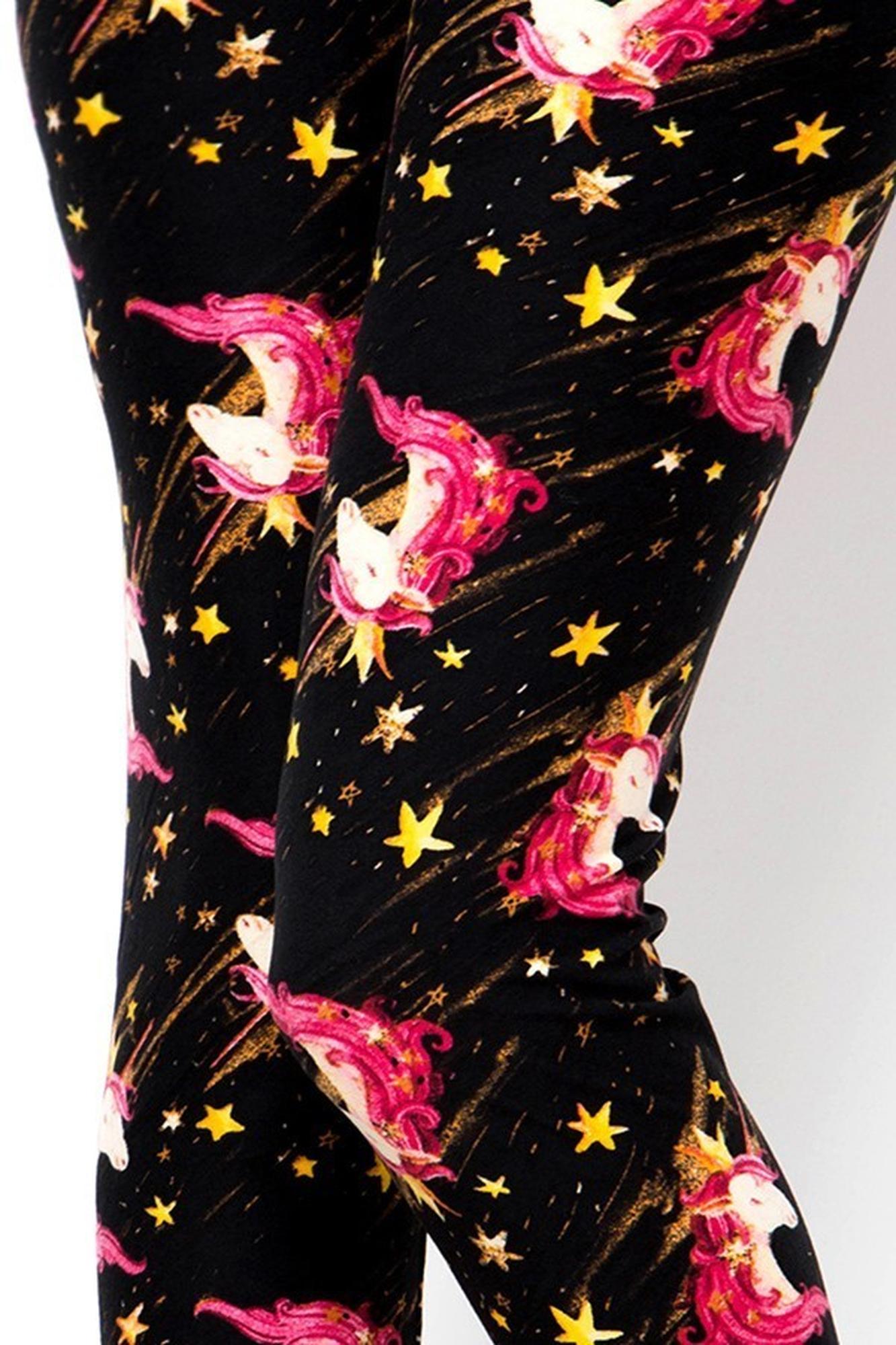 Buttery Soft Twinkle Unicorn Plus Size Leggings (One Size Plus,Black)