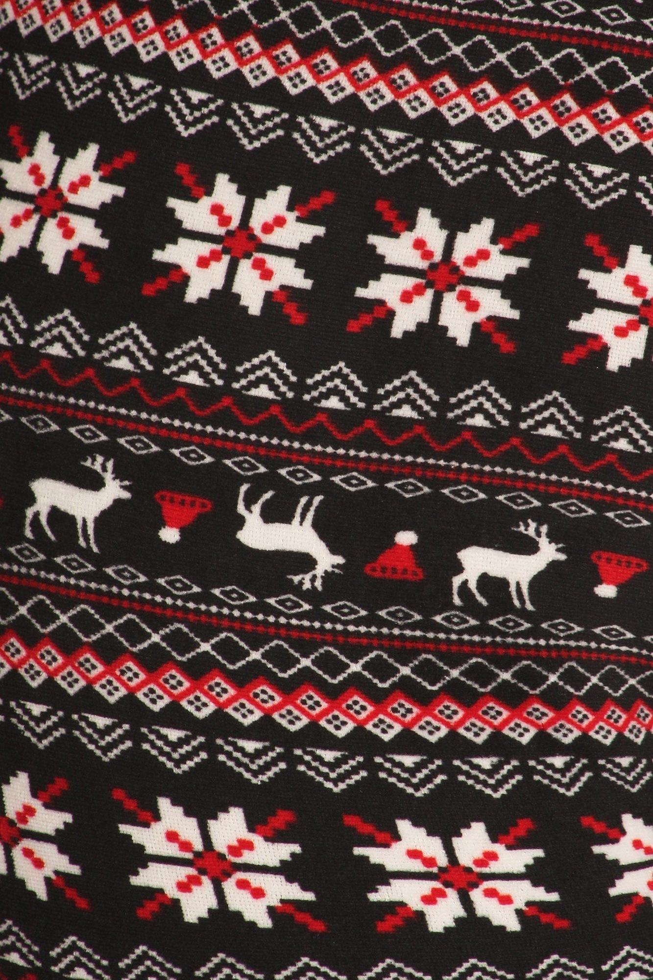 Comfy Warm Snowflakes and Reindeer Lined Plus Size Leggings