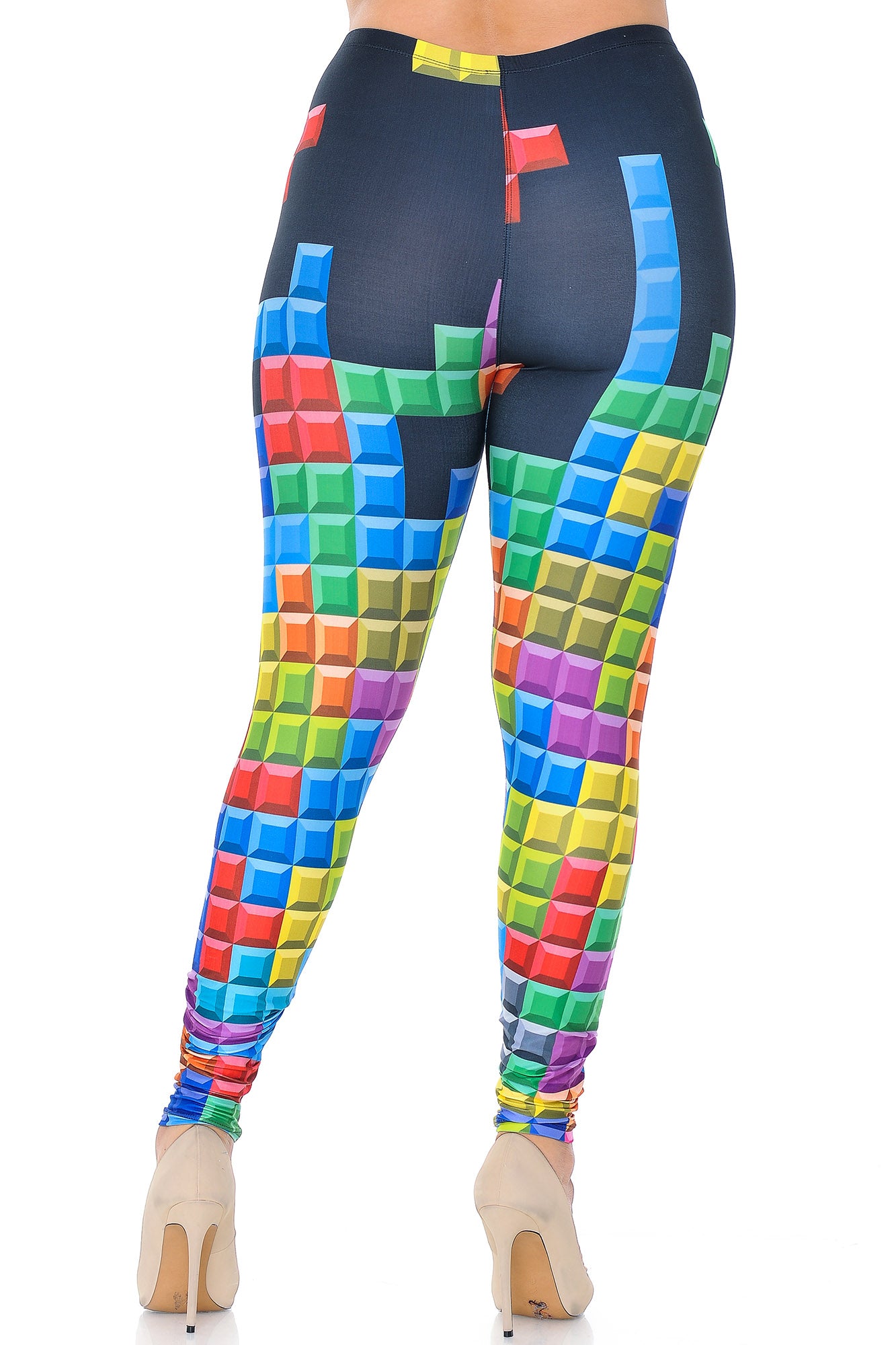 Creamy Soft Tetris Plus Size Leggings - USA Fashionâ„¢ (One Size Plus,Multi Color Bold)