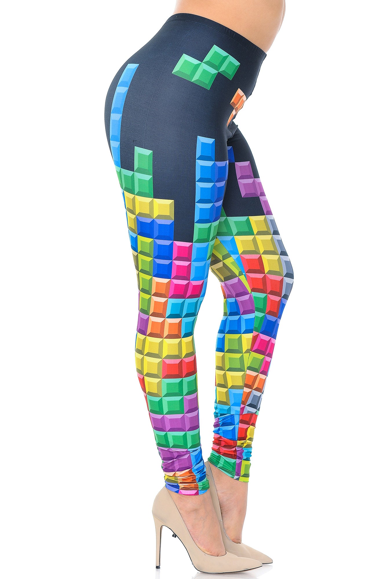 Creamy Soft Tetris Plus Size Leggings - USA Fashionâ„¢ (One Size Plus,Multi Color Bold)